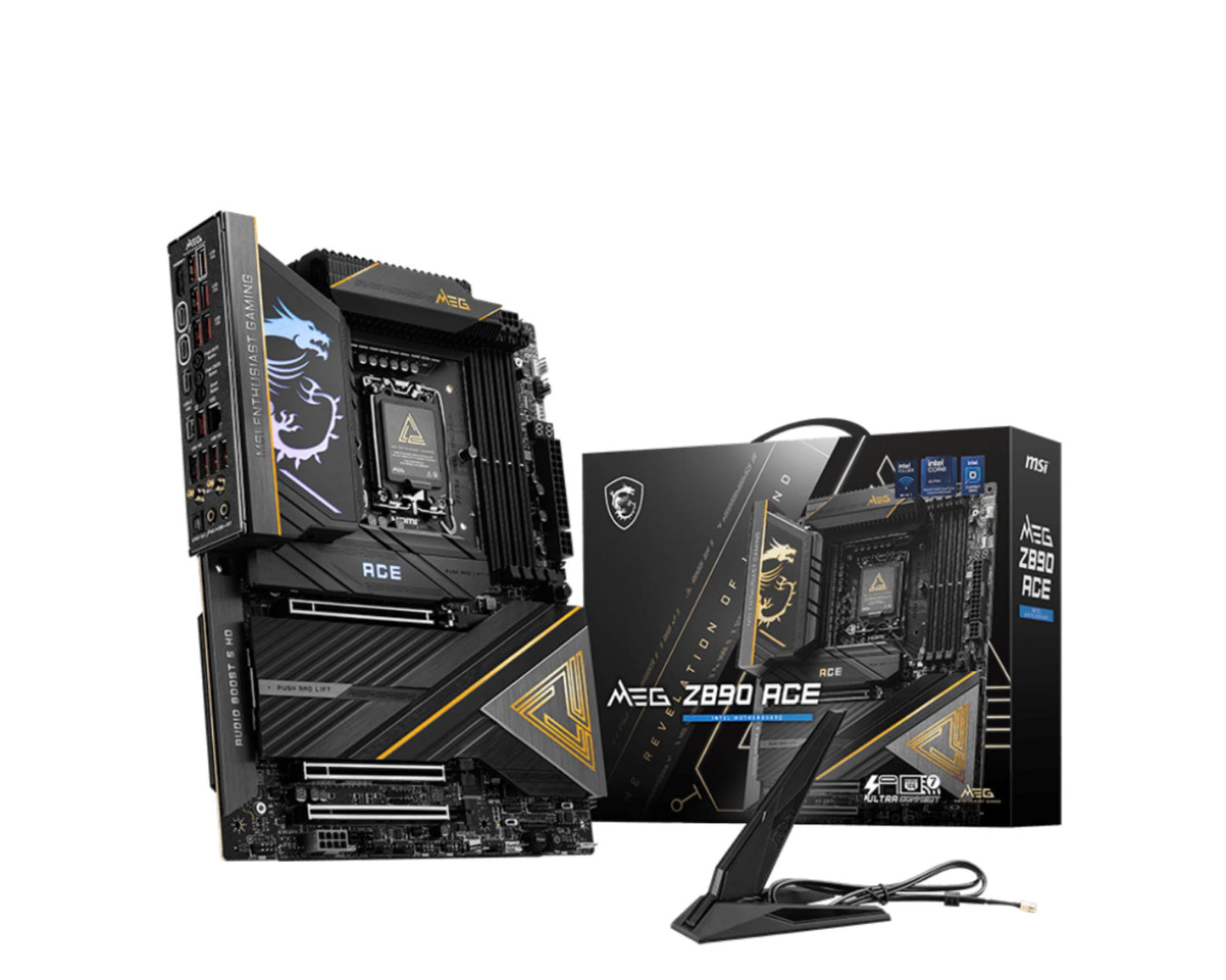 Emaplaat|MSI|Intel Z890|LGA1851|ATX|Mälu DDR5|Mälu pesad 4|3xPCI-Express 16x|5xM.2|1xHDMI|1xAudio-In|1xAudio-Out|11xUSB 3.1|2xUSB-C|2xUSB-C Thunderboltiga|1xOptical S/PDIF|1xRJ45|MEGZ890ACE