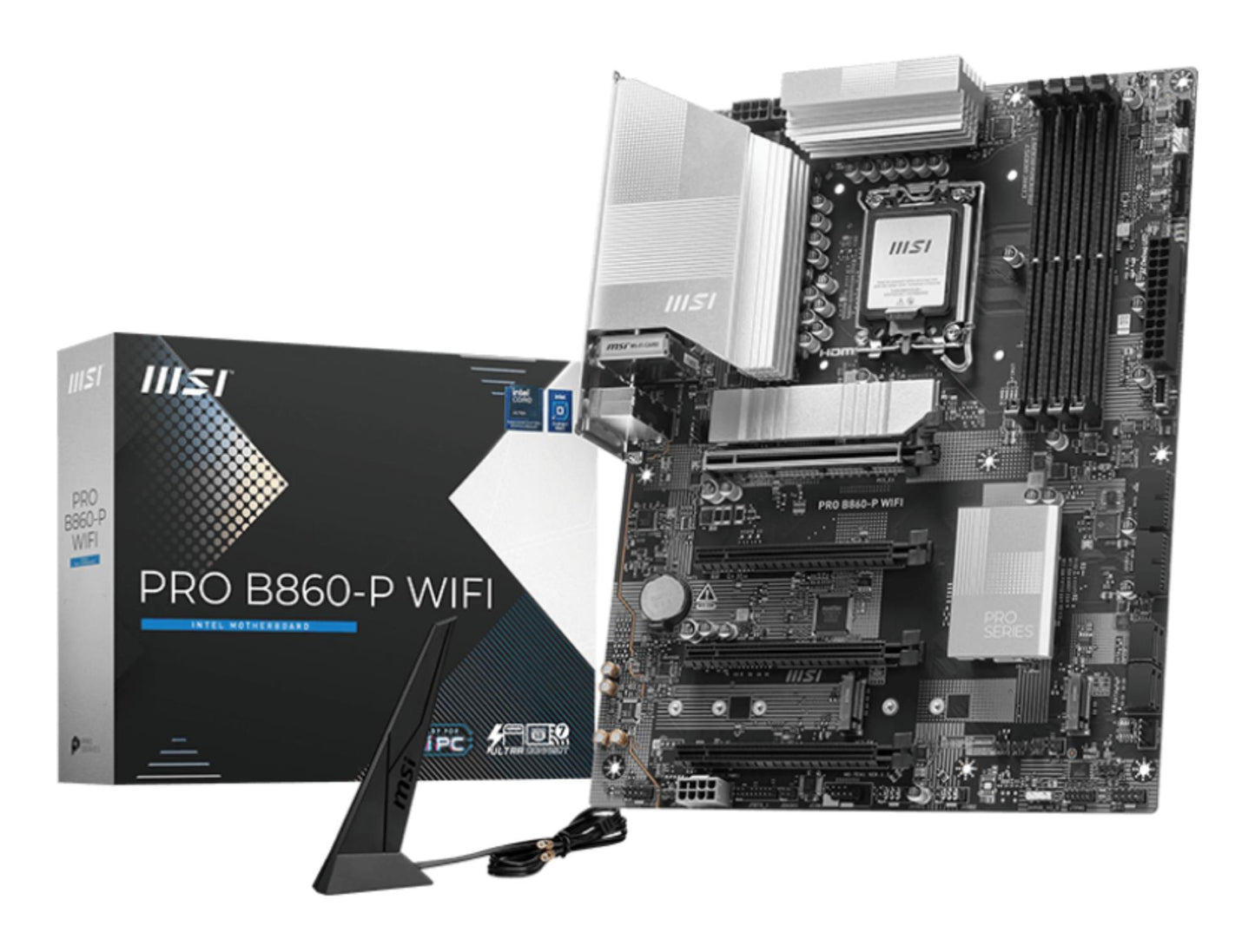 Mainboard|MSI|Intel B860 Express|LGA1851|ATX|Memory DDR5|Memory slots 4|2xPCI-Express 4.0 1x|1xPCI-Express 4.0 4x |1xPCI-Express 5.0 16x|3xM.2|1xHDMI|1xDisplayPort|8xUSB 2.0|2xUSB 3.2|1xUSB-C|1xRJ45|3xAudio port|1xThunderbolt|PROB860-PWIFI