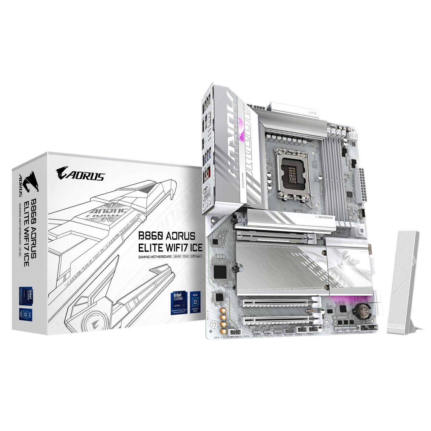 Emaplaat|GIGABYTE|Intel B860 Express|LGA1851|ATX|Mälu DDR5|Mälu pesad 4|3xPCI-Express 16x|2xM.2|1xHDMI|1xDisplayPort|1xAudio-In|1xAudio-Out|4xUSB 2.0|6xUSB 3.2|1xUSB-C|1xOptiline S/PDIF|1xRJ45|B860AELITEWF7ICE1.0