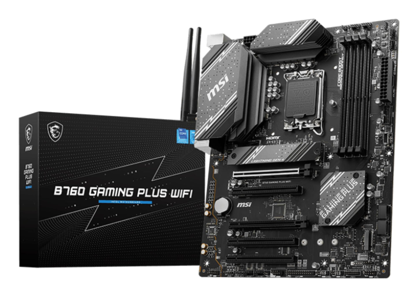 Emaplaat|MSI|Intel B760 Express|LGA1700|ATX|Mälu DDR5|Mälu pesad 4|5xPCI-Express 16x|2xM.2|1xHDMI|1xDisplayPort|2xUSB 2.0|2xUSB 3.2|1xUSB-C|1xPS/2|1xOptical S/PDIF|1xRJ45|5xAudio port|B760GAMINGPLUSWIFI