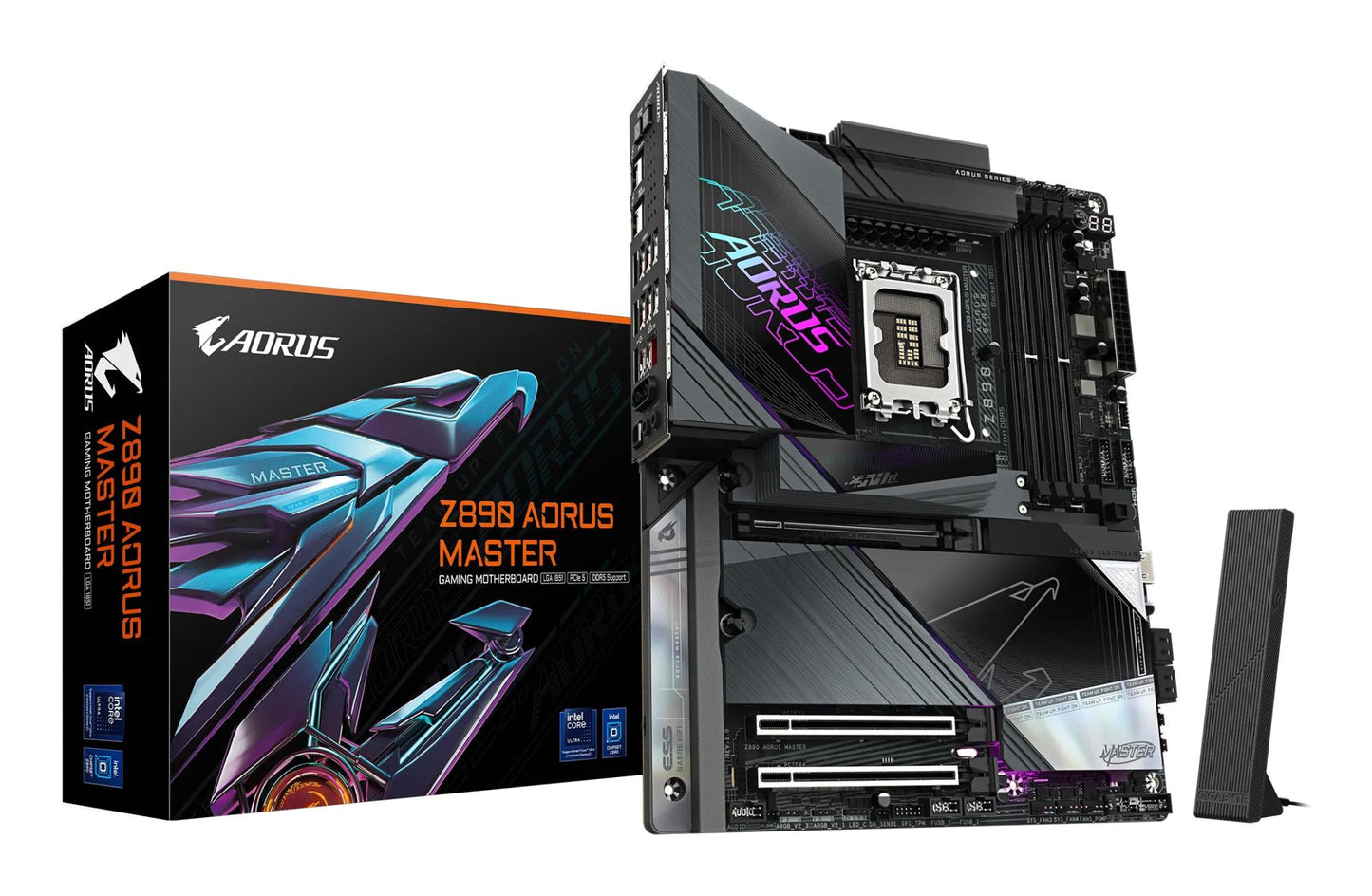 Mainboard|GIGABYTE|Intel Z890|LGA1851|ATX|Memory DDR5|Memory slots 4|1xPCI-Express 4.0 1x|1xPCI-Express 4.0 4x |1xPCI-Express 5.0 16x|5xM.2|2xUSB 2.0|8xUSB 3.2|2xUSB-C w/Thunderbolt|1xOptical S/PDIF|1xRJ45|2xAudio port|Z890AORUSMASTER