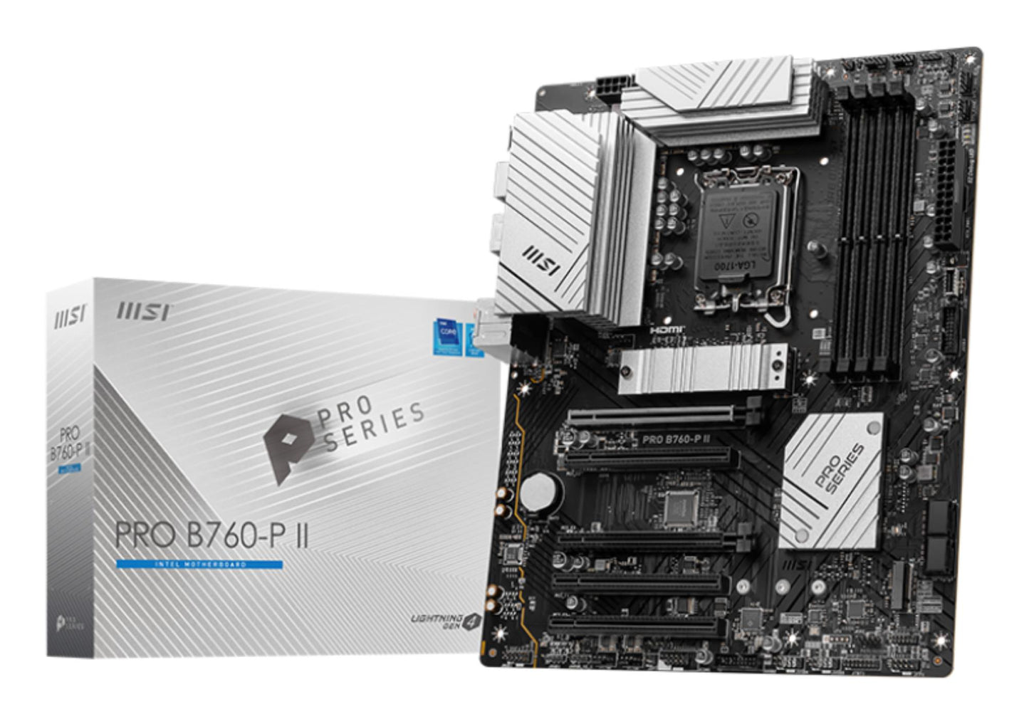 Emaplaat|MSI|Intel B760 Express|LGA1700|Mälu DDR5|Mälu pesad 4|5xPCI-Express 5.0 16x|2xM.2|1xHDMI|1xDisplayPort|2xUSB 2.0|2xUSB 3.2|1xUSB-C|1xOptiline S/PDIF|1xRJ45|5xAudio port|PROB760-PII