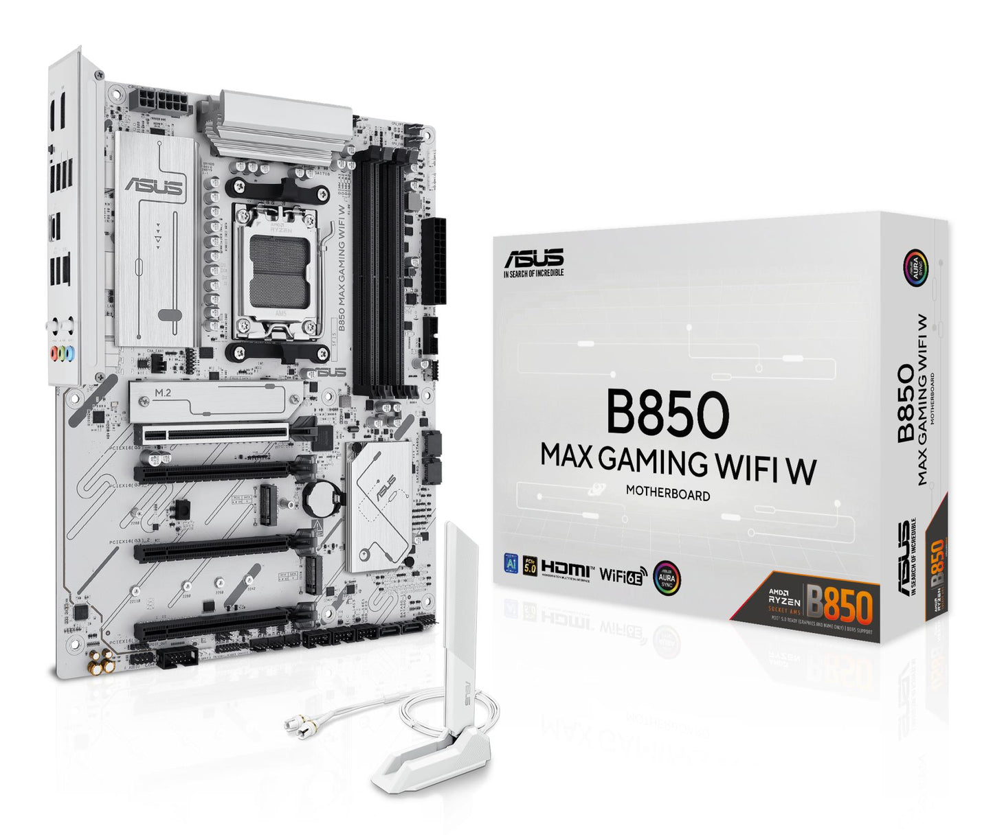 Mainboard|ASUS|AMD B850|SAM5|ATX|Memory DDR5|Memory slots 4|2xPCI-Express 3.0 16x|1xPCI-Express 4.0 16x|1xPCI-Express 5.0 16x|3xM.2|1xHDMI|1xDisplayPort|2xUSB 2.0|5xUSB 3.2|1xUSB-C|1xRJ45|3xAudio port|B850MAXGAMINGWIFIW