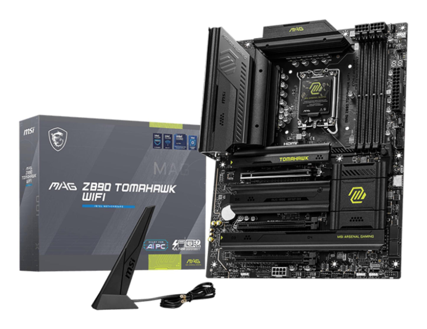 Emaplaat|MSI|Intel Z890|LGA1851|ATX|Mälu DDR5|Mälu pesad 4|2xPCI-Express 4.0 4x|1xPCI-Express 5.0 16x|4xM.2|1xHDMI|4xUSB 2.0|3xUSB 3.2|1xUSB-C|2xUSB-C Thunderboltiga|1xOptiline S/PDIF|1xRJ45|2xHeliport|MAGZ890TOMAHAWKWIFI