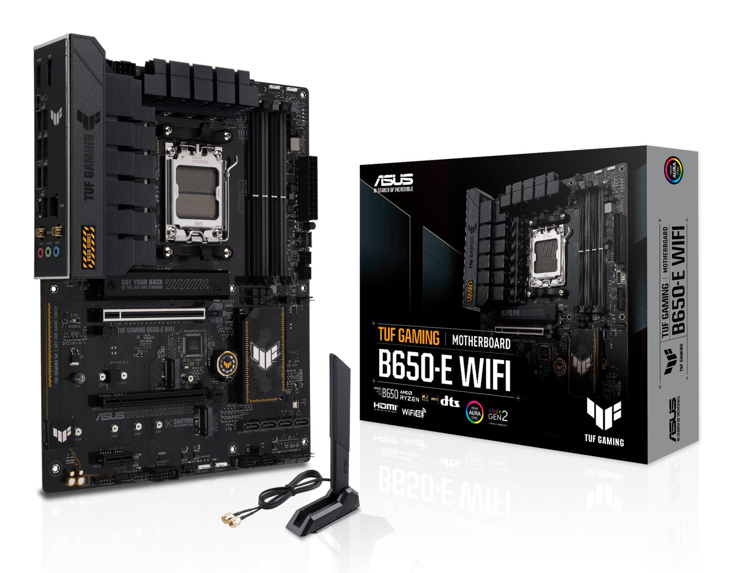 Peamine plaat|ASUS|AMD B650|SAM5|ATX|Mälu DDR5|Mälu pesad 4|1xPCI-Express 3.0 1x|2xPCI-Express 3.0 16x|1xPCI-Express 4.0 16x|3xM.2|1xHDMI|1xDisplayPort|3xUSB 2.0|4xUSB 3.2|1xUSB-C|1xRJ45|5xAudio port|TUFGAMINGB650-EWIFI