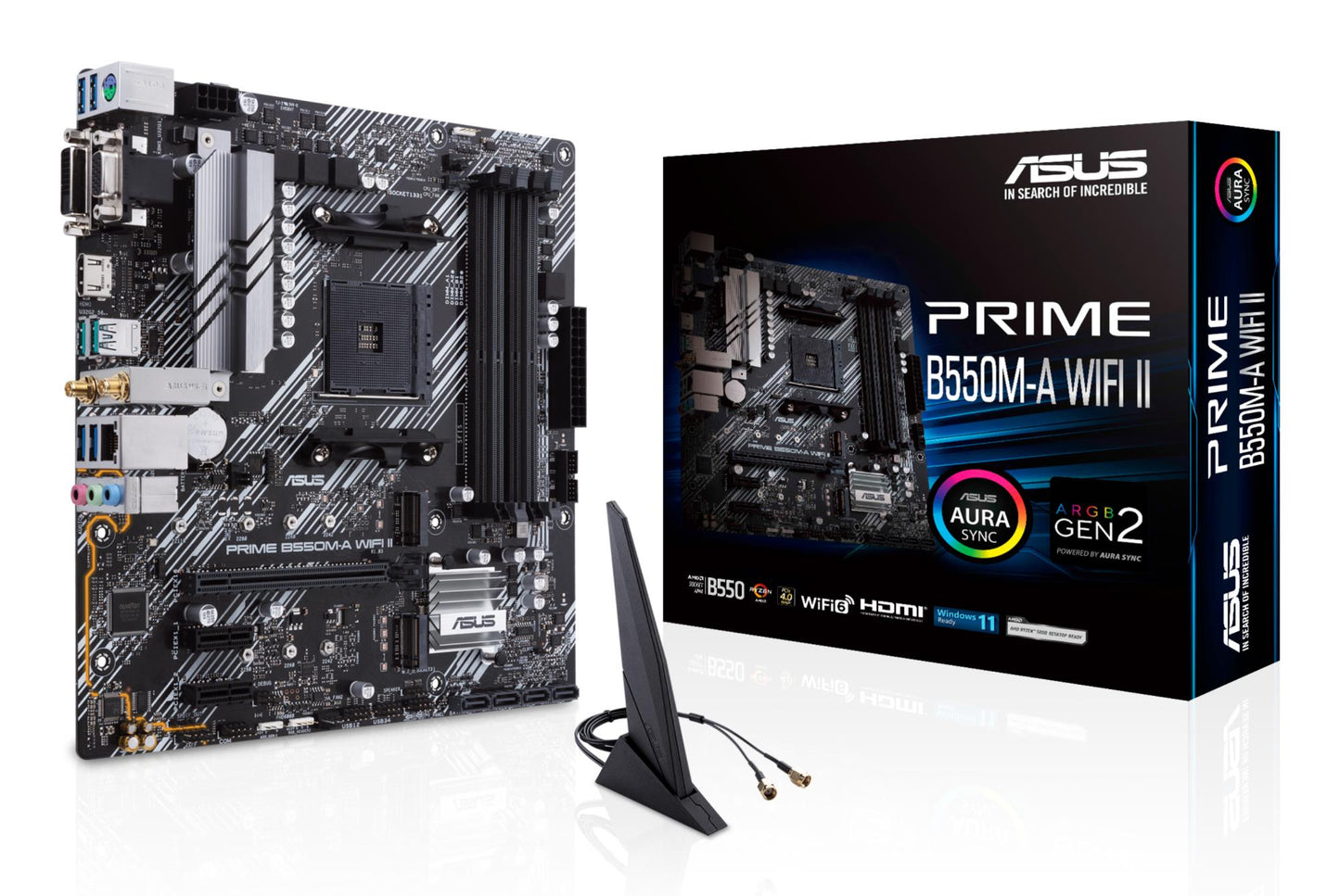 Emaplaat|ASUS|AMD B550|SAM4|MicroATX|Mälu DDR4|Mälu pesad 4|2xPCI-Express 3.0 1x|1xPCI-Express 4.0 16x|2xM.2|1x15pin D-sub|1xDVI-D|1xHDMI|2xAudio-In|1xAudio-Out|6xUSB 3.2|1xPS/2|1xRJ45|PRIMEB550M-AWIFIII