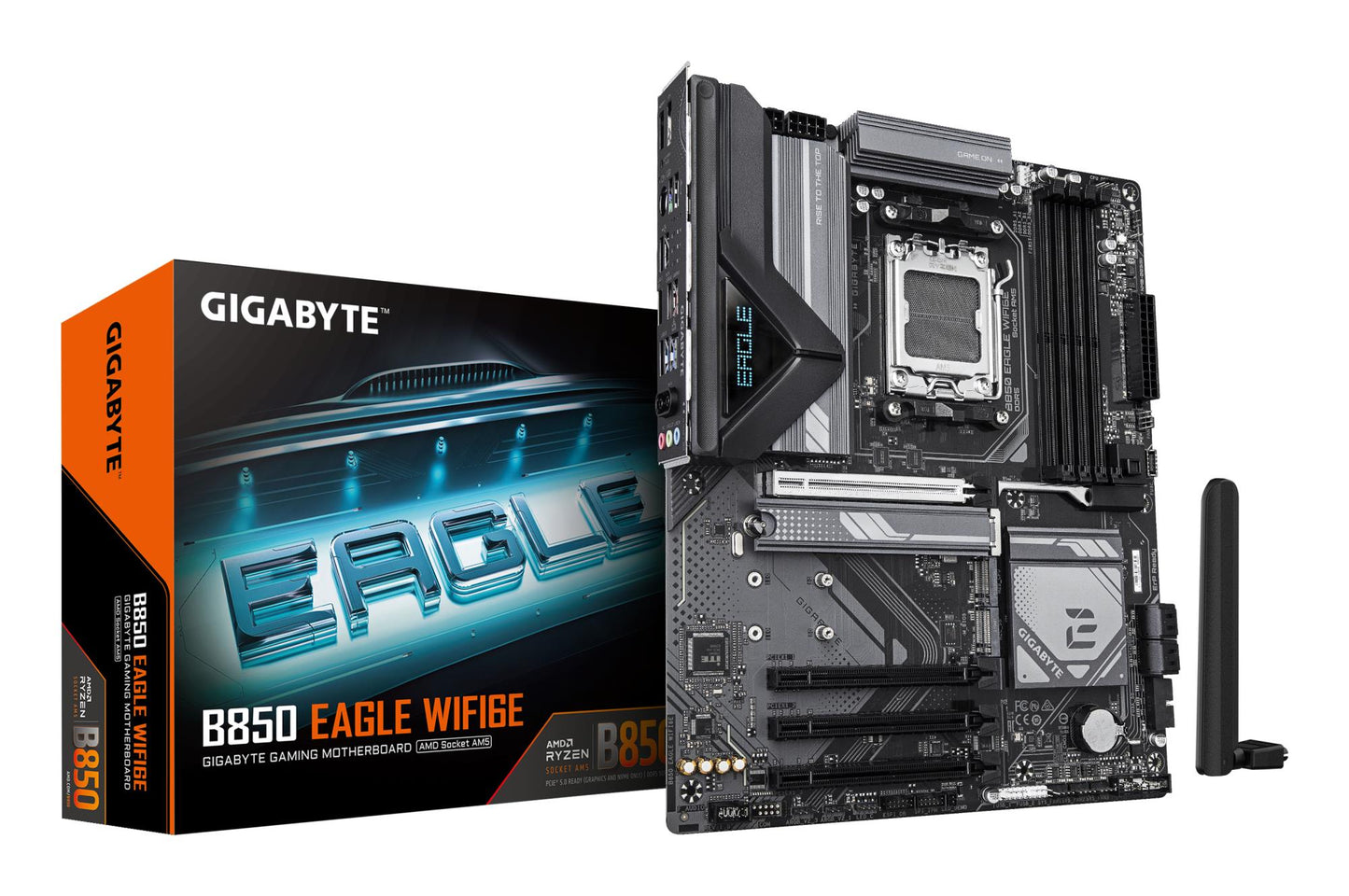 Peamine plaat|GIGABYTE|AMD B850|SAM5|ATX|Mälu DDR5|Mälu pesad 4|3xPCI-Express 16x|3xM.2|1xHDMI|1xDisplayPort|4xUSB 2.0|4xUSB 3.2|1xUSB-C|1xRJ45|3xAudio port|B850EAGLEWIFI6E