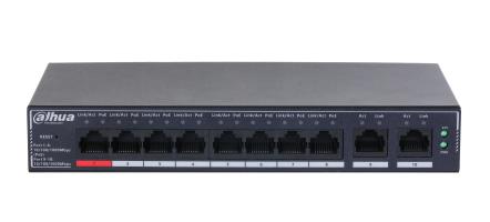 Lüliti|DAHUA|DH-SG4010P|Lüliti kiht L2|10xRJ-45 porti|RJ-45 portide tüüp Gigabit Ethernet (10/100/1000)|8xPower over Ethernet (PoE) portide arv|Kokku Power over Ethernet (PoE) eelarve 110 W|SG4010P