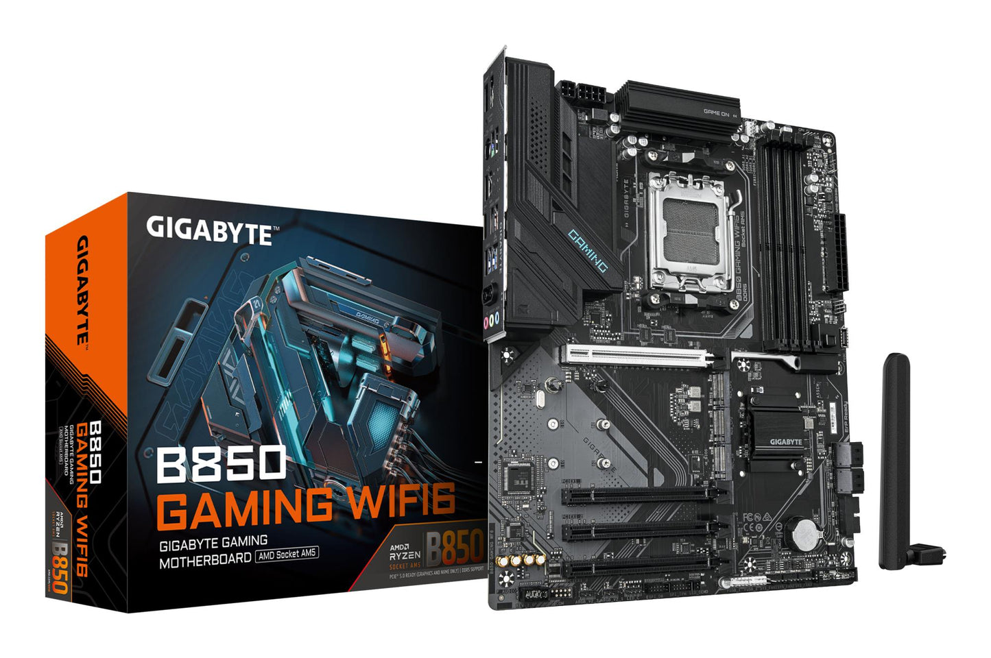 Peamine plaat|GIGABYTE|AMD B850|SAM5|ATX|Mälu DDR5|Mälu pesad 4|4xPCI-Express 16x|3xM.2|1xHDMI|1xDisplayPort|1xAudio-In|1xAudio-Out|1xMikrofon|4xUSB 2.0|4xUSB 3.2|1xUSB-C|1xPS/2|1xRJ45|B850GAMINGWF6