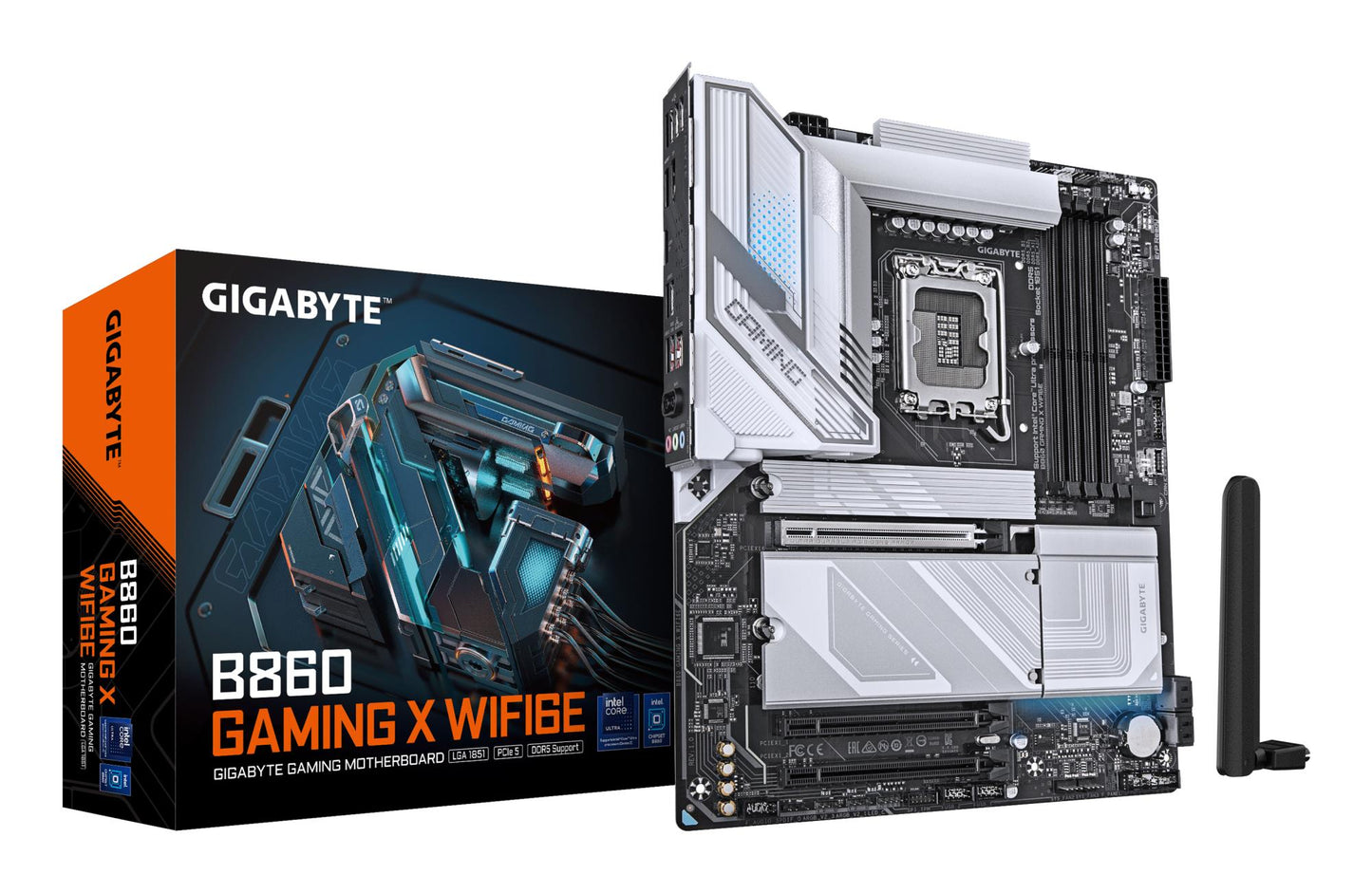 Emaplaat|GIGABYTE|Intel B860 Express|LGA1851|ATX|Mälu DDR5|Mälupesad 4|1xPCI-Express 16x|2xM.2|1xHDMI|1xDisplayPort|1xAudio-In|1xAudio-Out|1xMikrofon|5xUSB 2.0|3xUSB 3.2|1xUSB-C|1xRJ45|B860GAMINGXWIFI6E1.0