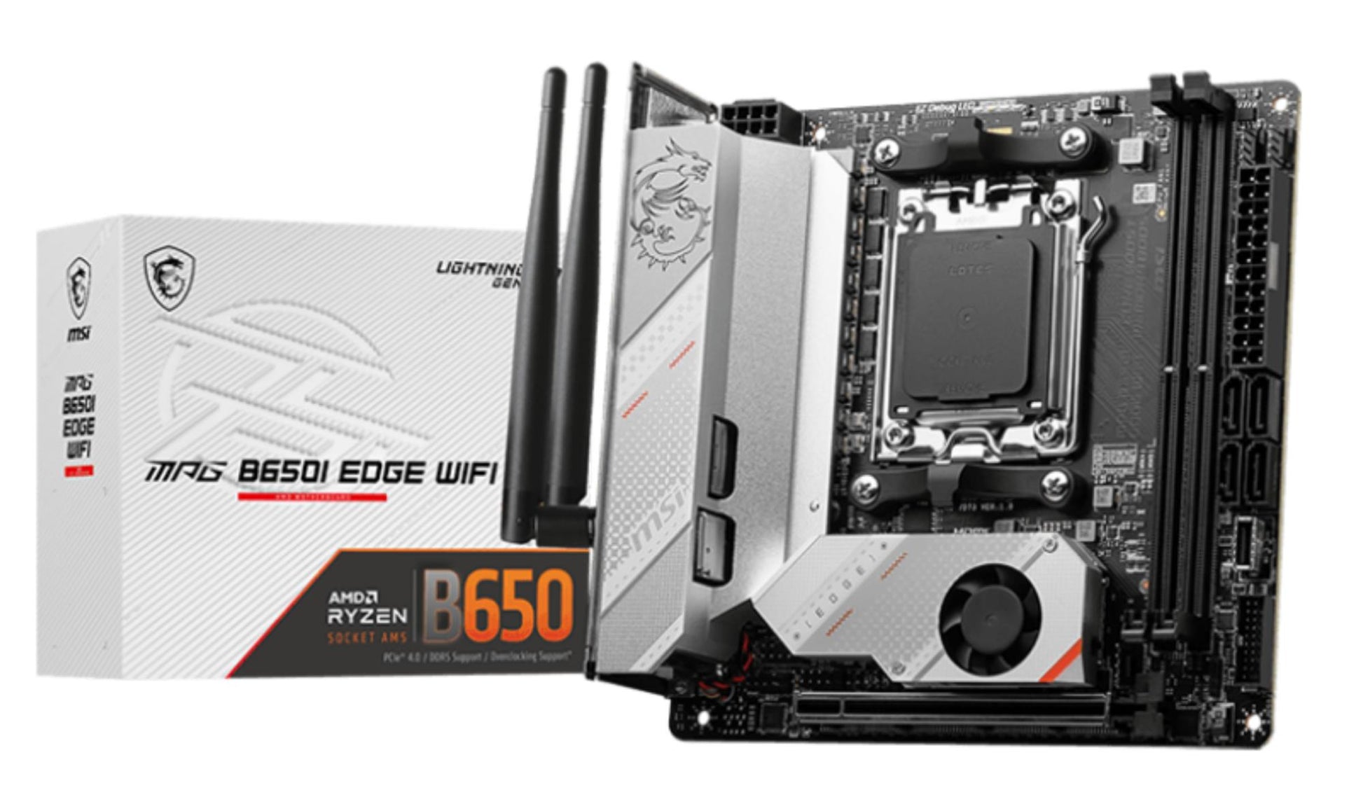 Peamine plaat|MSI|AMD B650|SAM5|Mini-ITX|Mälu DDR5|Mälu pesad 2|1xPCI-Express 16x|2xM.2|1xHDMI|5xUSB 3.2|1xUSB-C|1xRJ45|3xAudio port|MPGB650IEDGEWIFI