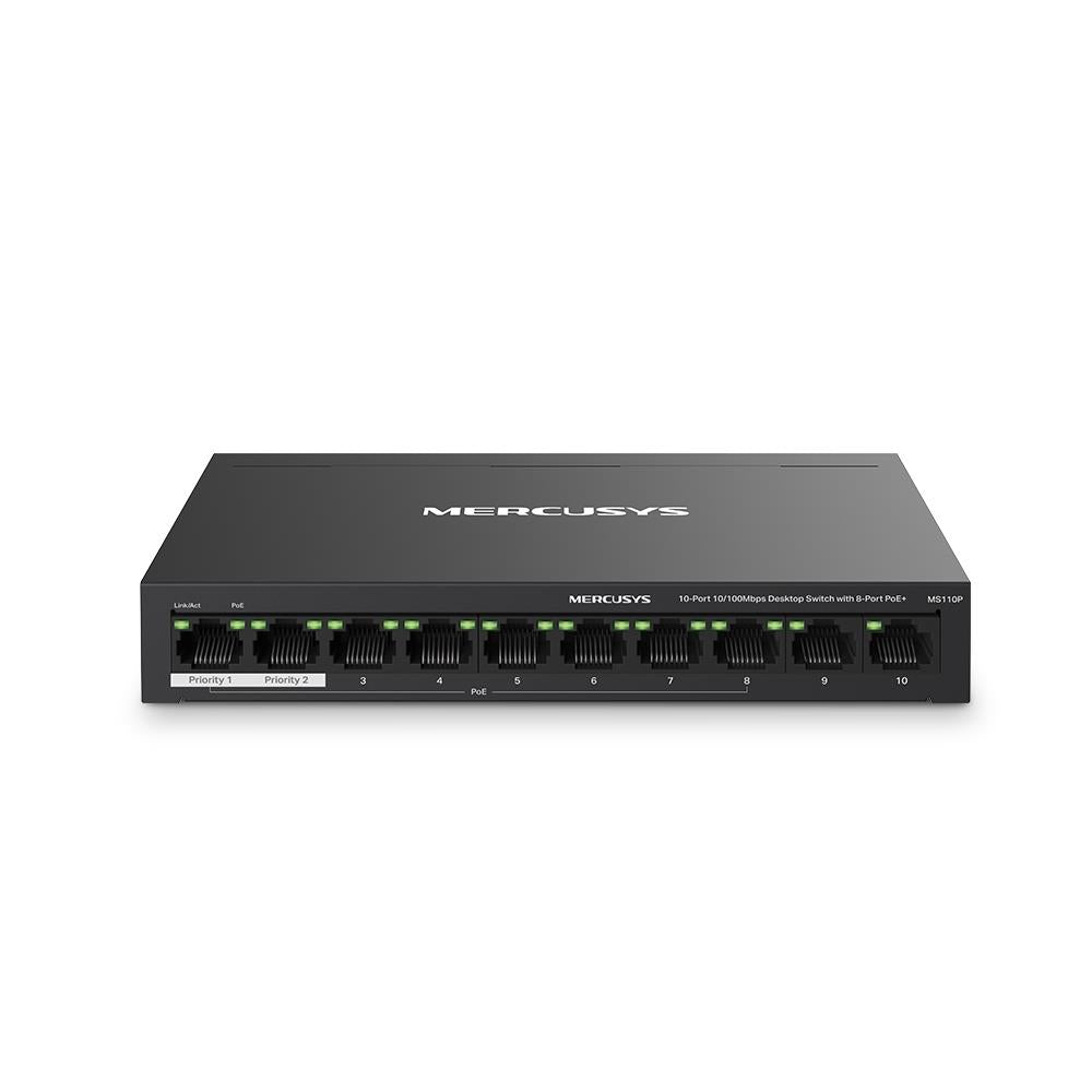 Lüliti|MERCUSYS|Desktop/pedestal|10x10Base-T / 100Base-TX|PoE+ portide arv 8|MS110P