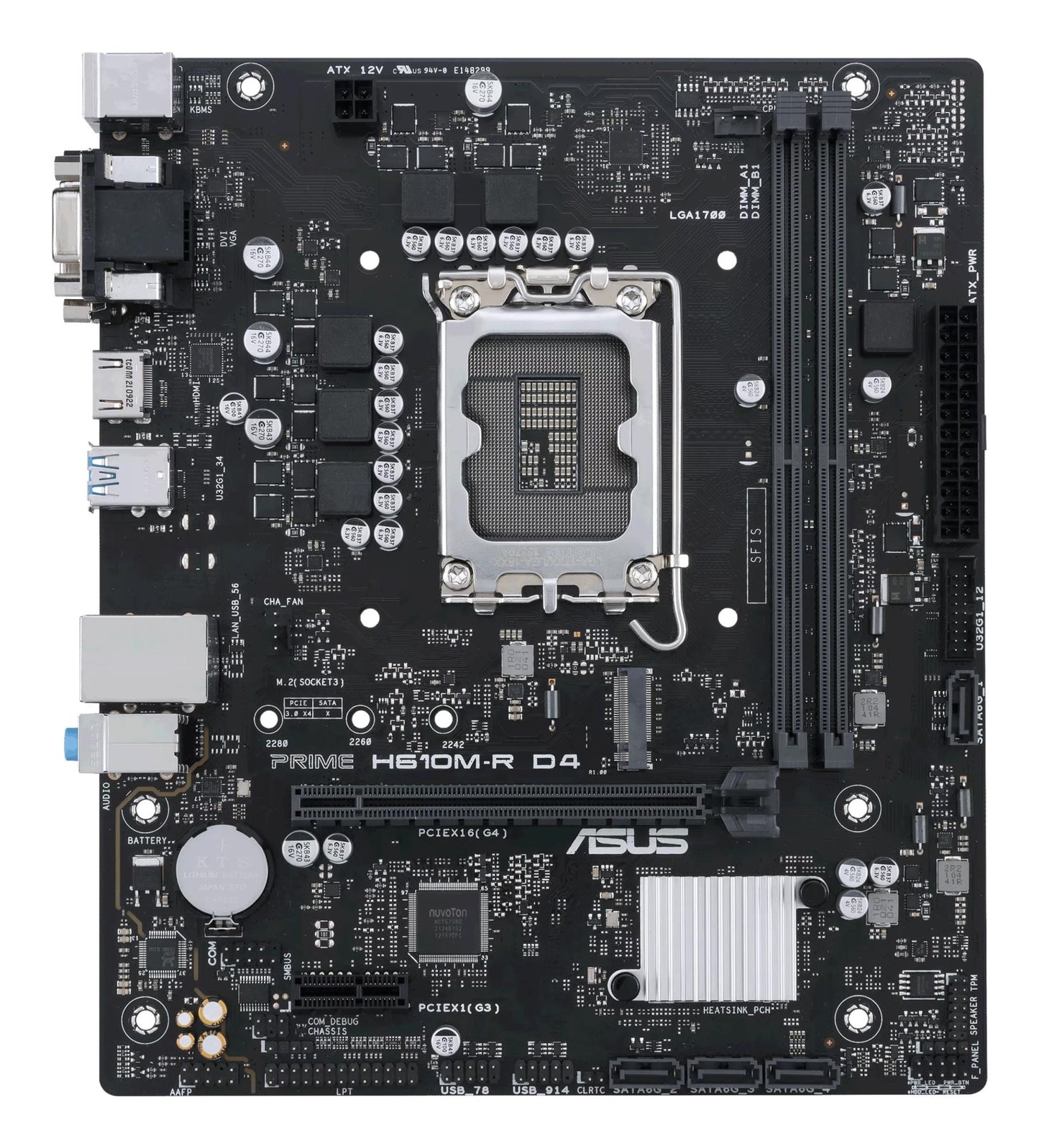 Emaplaat|ASUS|Intel H610|LGA1700|Micro-ATX|Mälu DDR4|Mälu pesad 2|1xPCI-Express 1x|1xPCI-Express 16x|1xM.2|1x15pin D-sub|2xDVI-D|1xHDMI|2xUSB 2.0|2xUSB 3.2|2xPS/2|1xRJ45|3xAudio port|PRIMEH610M-RD4-SI