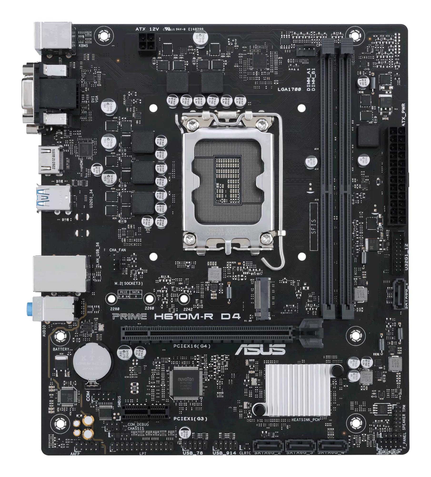 Emaplaat|ASUS|Intel H610|LGA1700|Micro-ATX|Mälu DDR4|Mälu pesad 2|1xPCI-Express 1x|1xPCI-Express 16x|1xM.2|1x15pin D-sub|2xDVI-D|1xHDMI|2xUSB 2.0|2xUSB 3.2|2xPS/2|1xRJ45|3xAudio port|PRIMEH610M-RD4-SI