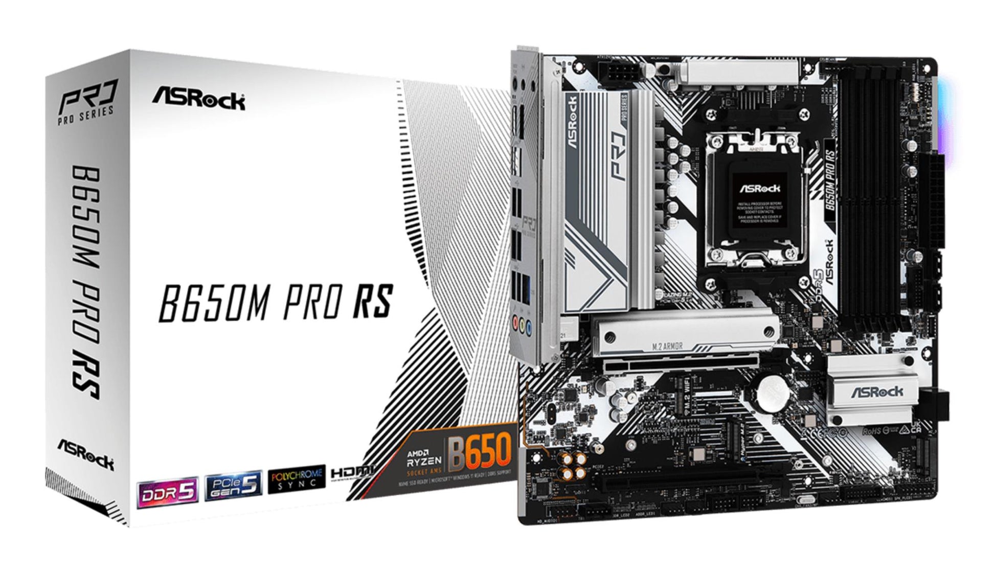 Mainboard|ASROCK|AMD B650|SAM5|Micro-ATX|Memory DDR5|Memory slots 4|1xPCI-Express 3.0 16x|1xPCI-Express 4.0 16x|1xM.2|1xHDMI|1xDisplayPort|4xUSB 2.0|3xUSB 3.2|1xUSB-C|1xRJ45|B650MPRORS