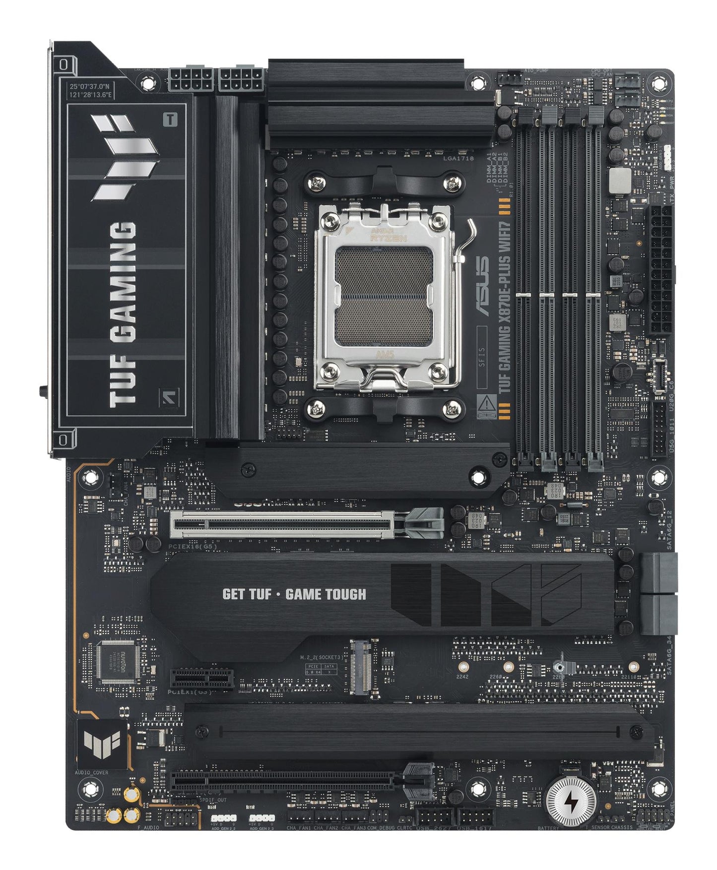 Peamine plaat|ASUS|AMD X870E|SAM5|ATX|Mälu DDR5|Mälu pesad 4|1xPCI-Express 3.0 1x|1xPCI-Express 4.0 16x|1xPCI-Express 5.0 16x|4xM.2|1xHDMI|4xUSB 2.0|7xUSB 3.2|2xUSB-C|1xRJ45|3xAudio port|TUFGAMX870E-PLUSWIFI7