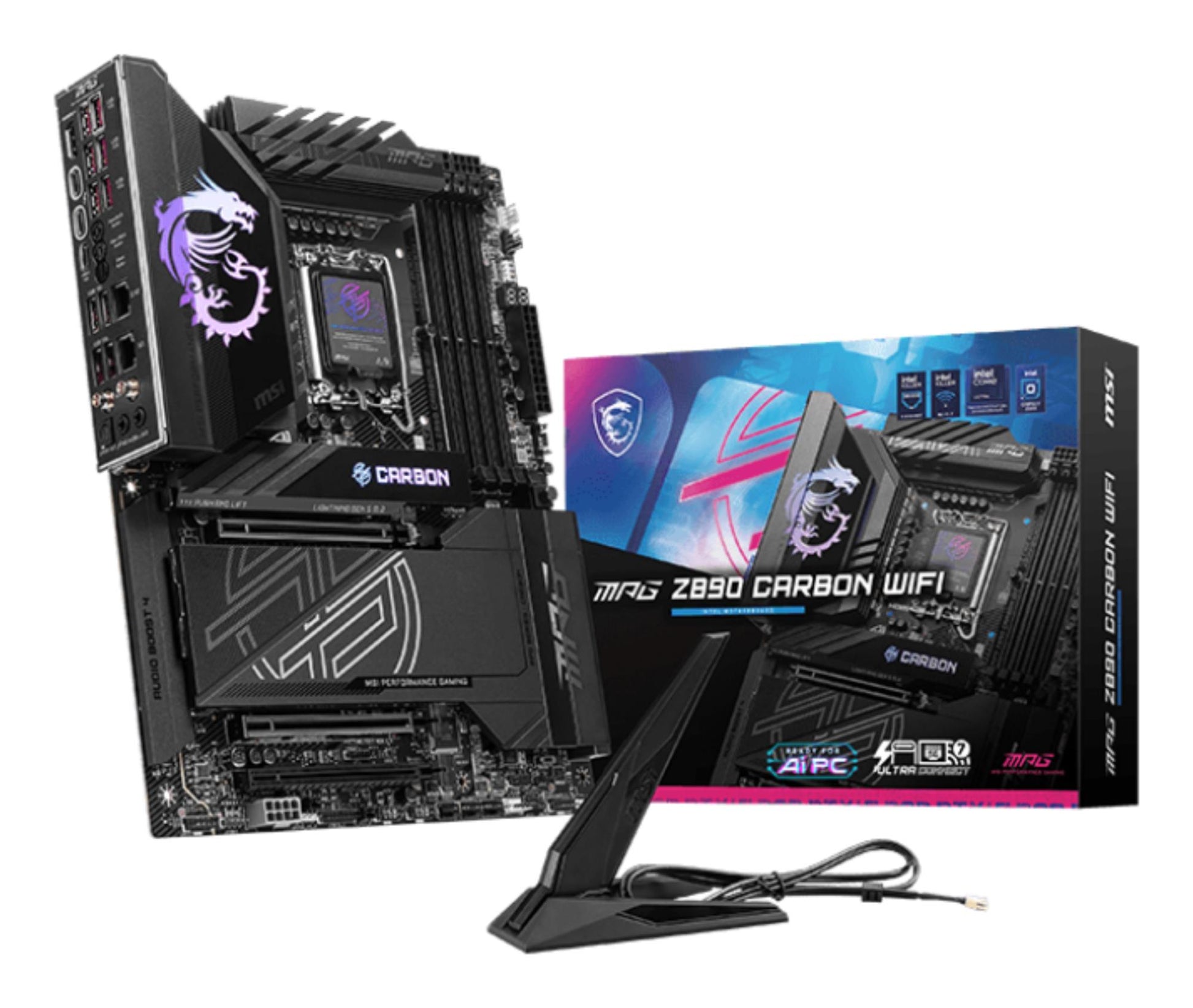 Emaplaat|MSI|Intel Z890|LGA1851|ATX|Mälu DDR5|Mälu pesad 4|1xPCI-Express 4.0 4x|1xPCI-Express 5.0 8x|1xPCI-Express 5.0 16x|5xM.2|1xHDMI|10xUSB 3.2|1xUSB-C|2xUSB-C Thunderboltiga|1xOptiline S/PDIF|2xRJ45|2xHeliport|MPGZ890CARBONWIFI
