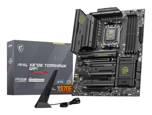 Mainboard|MSI|AMD X870E|SAM5|ATX|Memory DDR5|Memory slots 4|3xPCI-Express 16x|4xM.2|1xAudio-In|1xAudio-Out|4xUSB 2.0|2xUSB 3.2|3xUSB-C|1xRJ45|MAGX870ETOMAHAWKWIFI