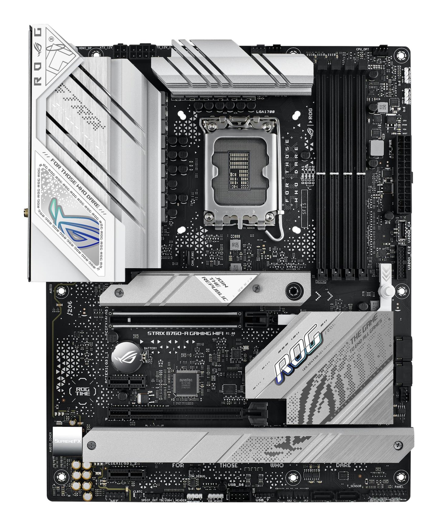 Mainboard|ASUS|Intel B760 Express|LGA1700|ATX|Memory DDR5|Memory slots 4|2xPCI-Express 3.0 1x|1xPCI-Express 3.0 16x|1xPCI-Express 5.0 16x|3xM.2|1xHDMI|1xDisplayPort|4xUSB 2.0|3xUSB 3.2|2xUSB-C|1xRJ45|5xAudio port|STRIXB760-AGAMINGWIFI