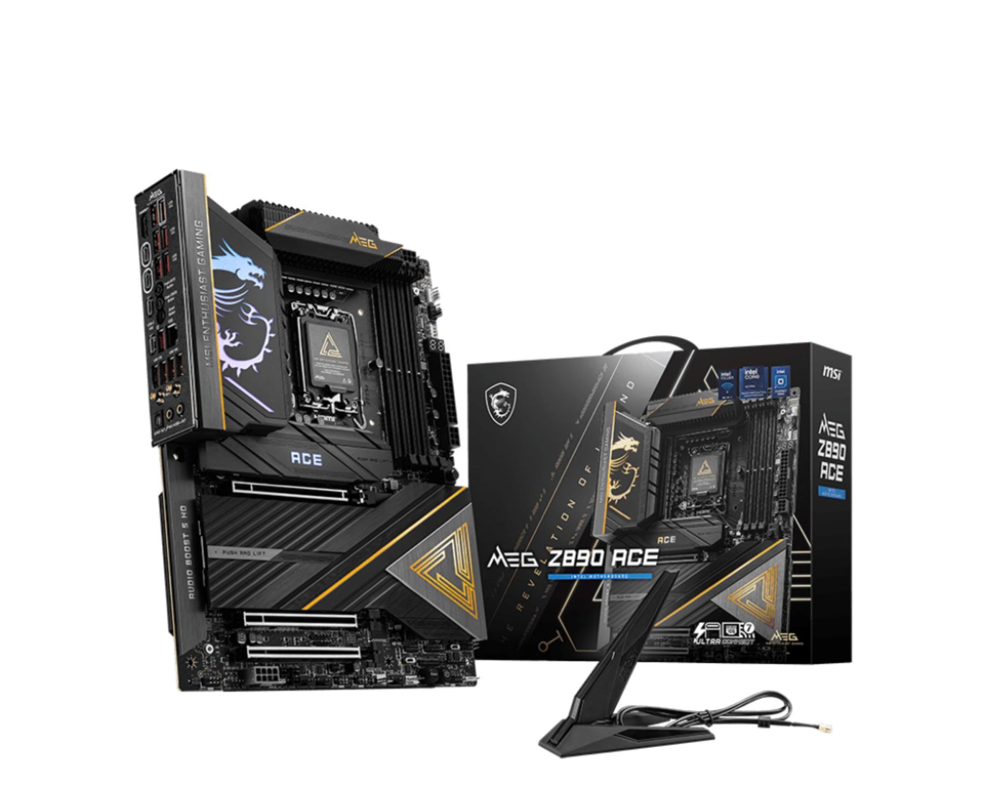 Emaplaat|MSI|Intel Z890|LGA1851|ATX|Mälu DDR5|Mälu pesad 4|3xPCI-Express 16x|5xM.2|1xHDMI|1xAudio-In|1xAudio-Out|11xUSB 3.1|2xUSB-C|2xUSB-C Thunderboltiga|1xOptical S/PDIF|1xRJ45|MEGZ890ACE