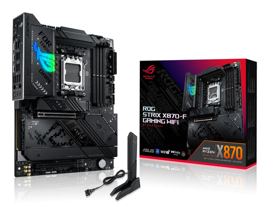 Mainboard|ASUS|AMD X870|SAM5|ATX|Memory DDR5|Memory slots 4|1xPCI-Express 4.0 16x|1xPCI-Express 5.0 16x|4xM.2|1xHDMI|1xDisplayPort|1xAudio-In|1xAudio-Out|5xUSB 3.2|1xUSB-C|2xUSB4|1xRJ45|ROGSTRIXX870-FGAMWIFI
