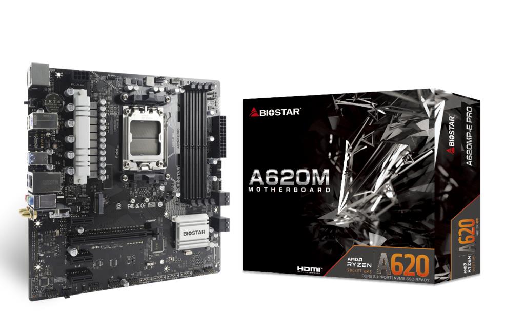 Peakaart|BIOSTAR|AMD A620|SAM5|Micro-ATX|Mälu DDR5|Mälu pesad 4|1xPCI-Express 3.0 1x|2xPCI-Express 4.0 1x|1xPCI-Express 4.0 16x|1xM.2|1xHDMI|1xDisplayPort|2xUSB 2.0|4xUSB 3.2|1xPS/2|1xRJ45|3xAudio port|A620MP-EPRO