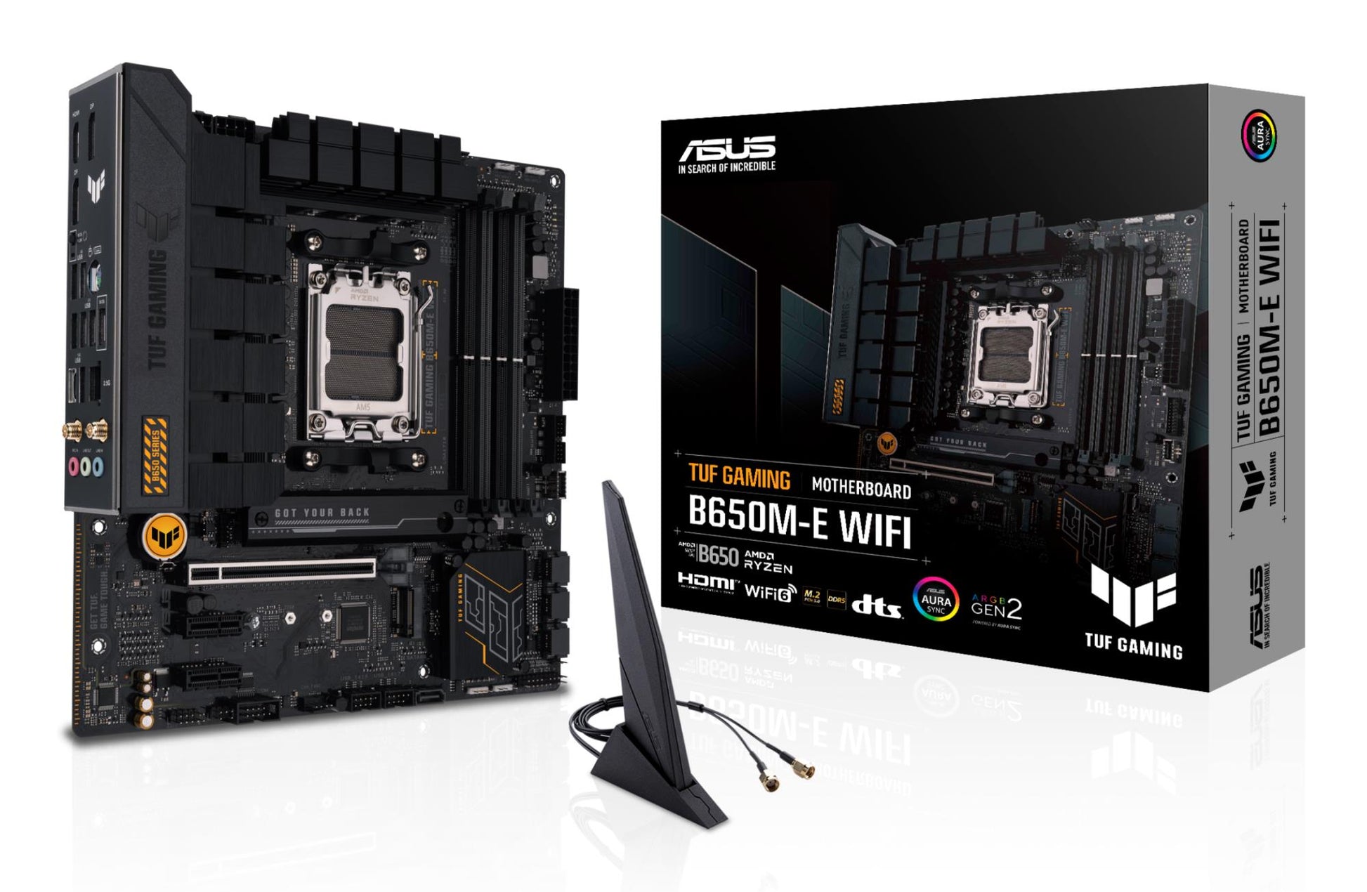 Emaplaat|ASUS|AMD B650|SAM5|Micro-ATX|Mälu DDR5|Mälu pesad 4|2xPCI-Express 4.0 1x|1xPCI-Express 4.0 16x|2xM.2|1xHDMI|2xDisplayPort|4xUSB 2.0|2xUSB 3.2|2xUSB-C|1xRJ45|3xAudio port|TUFGAMINGB650M-EWIFI