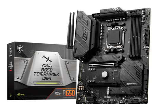 Mainboard|MSI|AMD B650|SAM5|ATX|Memory DDR5|Memory slots 4|1xPCI-Express 1x|2xPCI-Express 16x|3xM.2|1xHDMI|1xDisplayPort|2xUSB 2.0|7xUSB 3.2|1xUSB-C|1xOptical S/PDIF|1xRJ45|5xAudio port|MAGB650TOMAHAWKWIFI