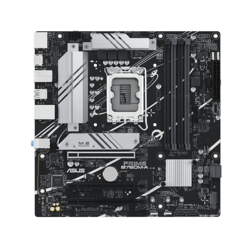 Peamine plaat|ASUS|Intel B760 Express|LGA1700|Micro-ATX|Mälu DDR5|Mälu pesad 4|2xPCI-Express 4.0 16x|2xM.2|1xHDMI|2xDisplayPort|4xUSB 2.0|2xUSB 3.2|1xPS/2|1xRJ45|3xAudio port|PRIMEB760M-A-CSM