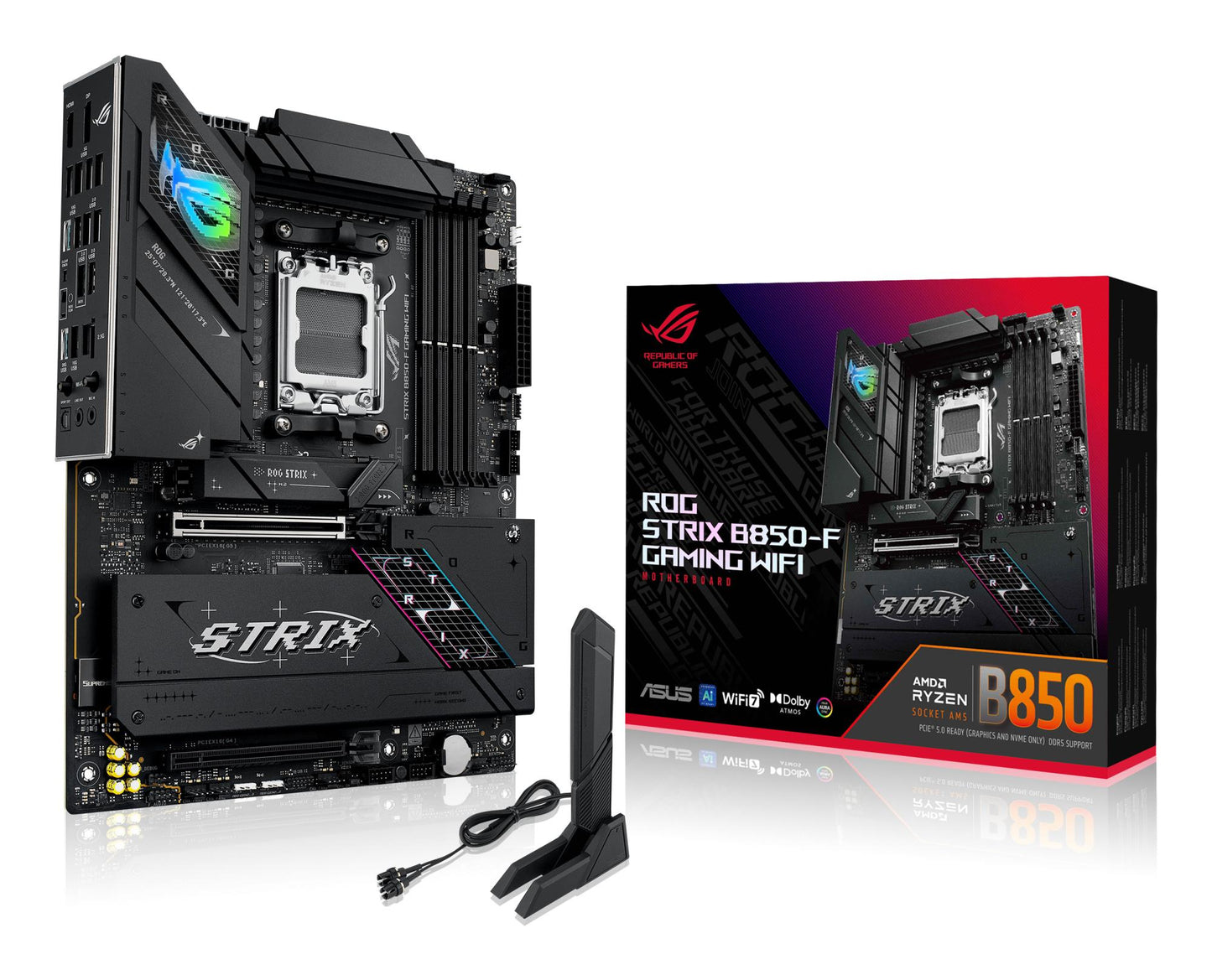 Emaplaat|ASUS|AMD B850|SAM5|ATX|Mälu DDR5|Mälu pesad 4|1xPCI-Express 4.0 16x|1xPCI-Express 5.0 16x|4xM.2|1xHDMI|1xDisplayPort|12xUSB 2.0|3xUSB-C|1xUSB-C Thunderboltiga|1xOptiline S/PDIF|1xRJ45|2xHeliport|STRIXB850-FGAMINGWIFI