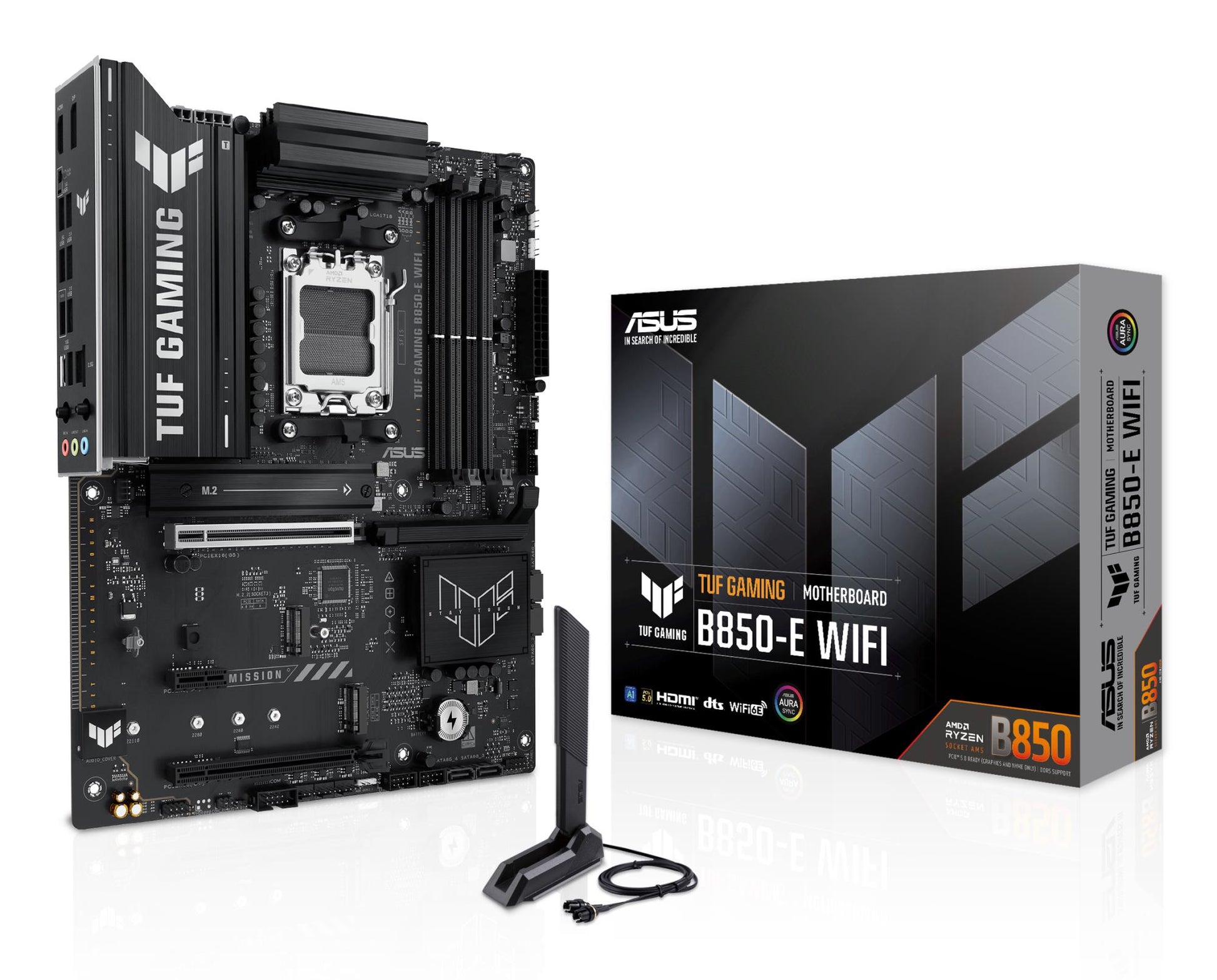 Emaplaat|ASUS|AMD B850|SAM5|ATX|Mälu DDR5|Mälu pesad 4|1xPCI-Express 4.0 1x|1xPCI-Express 4.0 16x|1xPCI-Express 5.0 16x|3xM.2|1xHDMI|1xDisplayPort|3xUSB 2.0|4xUSB 3.2|1xUSB-C|1xRJ45|3xAudio port|TUFGAMINGB850-EWIFI