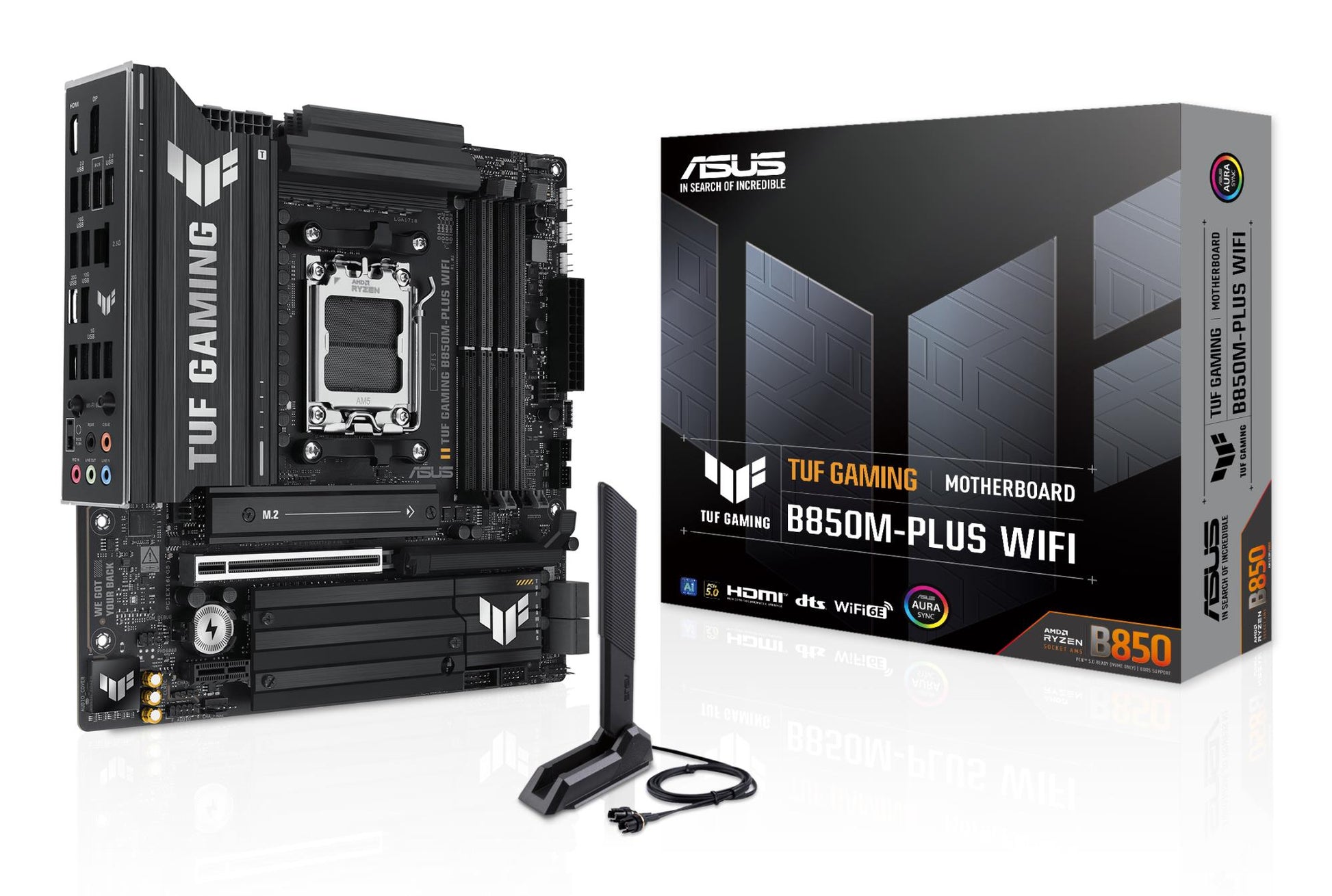 Peamine plaat|ASUS|AMD B850|SAM5|Micro-ATX|Mälu DDR5|Mälu pesad 4|1xPCI-Express 4.0 1x|1xPCI-Express 4.0 16x|1xPCI-Express 5.0 16x|3xM.2|1xHDMI|1xDisplayPort|11xUSB 2.0|2xUSB-C|1xRJ45|5xAudio port|GAMINGB850M-PLUSWIFI