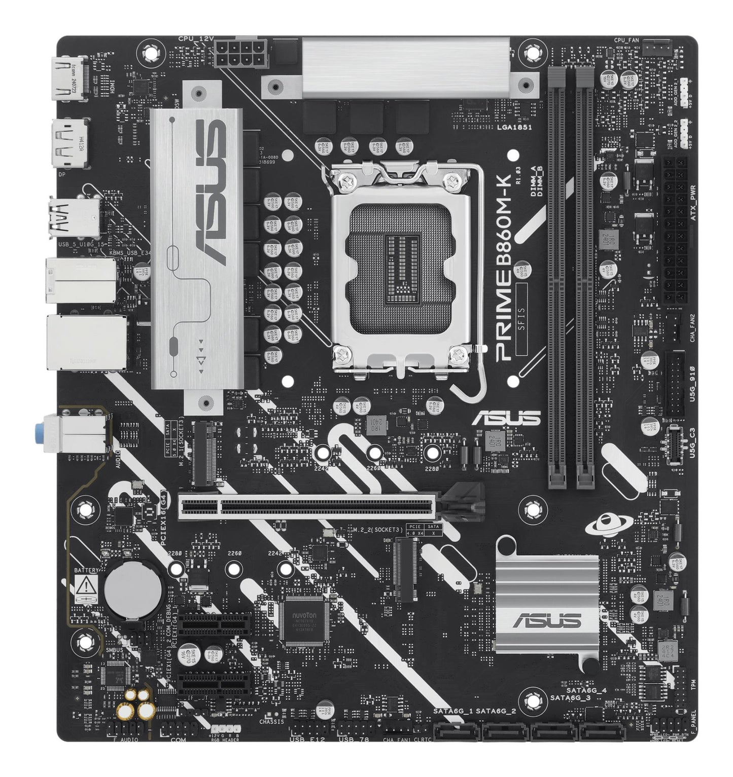 Mainboard|ASUS|Intel B860 Express|LGA1851|Micro-ATX|Memory DDR5|Memory slots 2|2xPCI-Express 4.0 1x|1xPCI-Express 4.0 16x|2xM.2|1xHDMI|1xDisplayPort|1xAudio-In|1xAudio-Out|1xMicrophone|3xUSB 2.0|2xUSB 3.0|1xUSB 3.2|1xPS/2|1xRJ45|PRIMEB860M-K