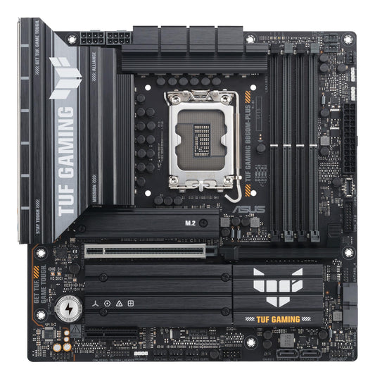 Mainboard|ASUS|Intel B860 Express|LGA1851|Micro-ATX|Memory slots 4|1xPCI-Express 4.0 4x	|1xPCI-Express 5.0 16x|3xM.2|1xHDMI|1xDisplayPort|1xUSB 2.0|4xUSB 3.0|2xUSB 3.2|2xUSB-C|1xOptical S/PDIF|1xRJ45|5xAudio port|TUFGAMINGB860M-PLUS