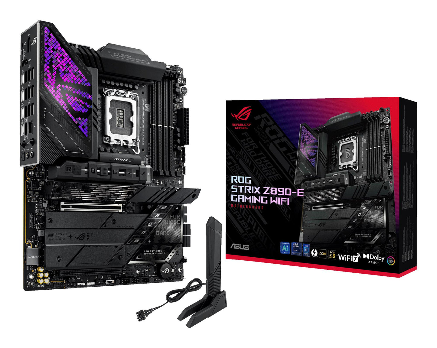 Mainboard|ASUS|Intel Z890|LGA1851|ATX|Memory DDR5|Memory slots 4|1xPCI-Express 4.0 16x|1xPCI-Express 5.0 16x|7xM.2|1xHDMI|1xDisplayPort|1xAudio-In|1xAudio-Out|3xUSB 3.0|7xUSB 3.1|2xUSB-C|2xUSB-C w/Thunderbolt|1xOptical S/PDIF|1xRJ45|ROGSTRIXZ890-EGAMWIFI