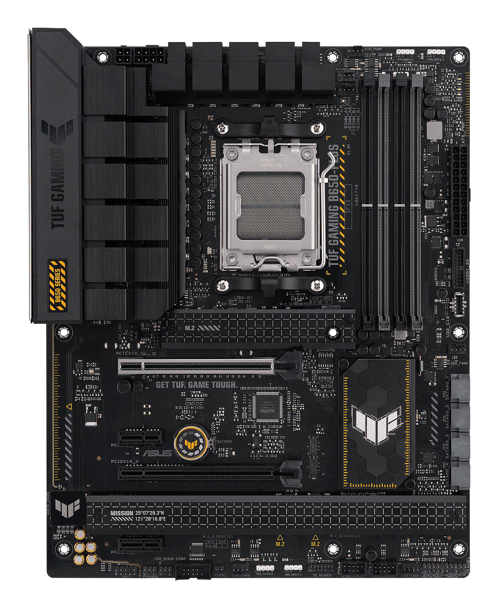 Peamine plaat|ASUS|AMD B650|SAM5|ATX|Mälu DDR5|Mälu pesad 4|2xPCI-Express 4.0 1x|2xPCI-Express 4.0 16x|3xM.2|1xHDMI|1xDisplayPort|4xUSB 2.0|2xUSB 3.2|2xUSB-C|1xRJ45|5xAudio port|TUFGAMINGB650-PLUS
