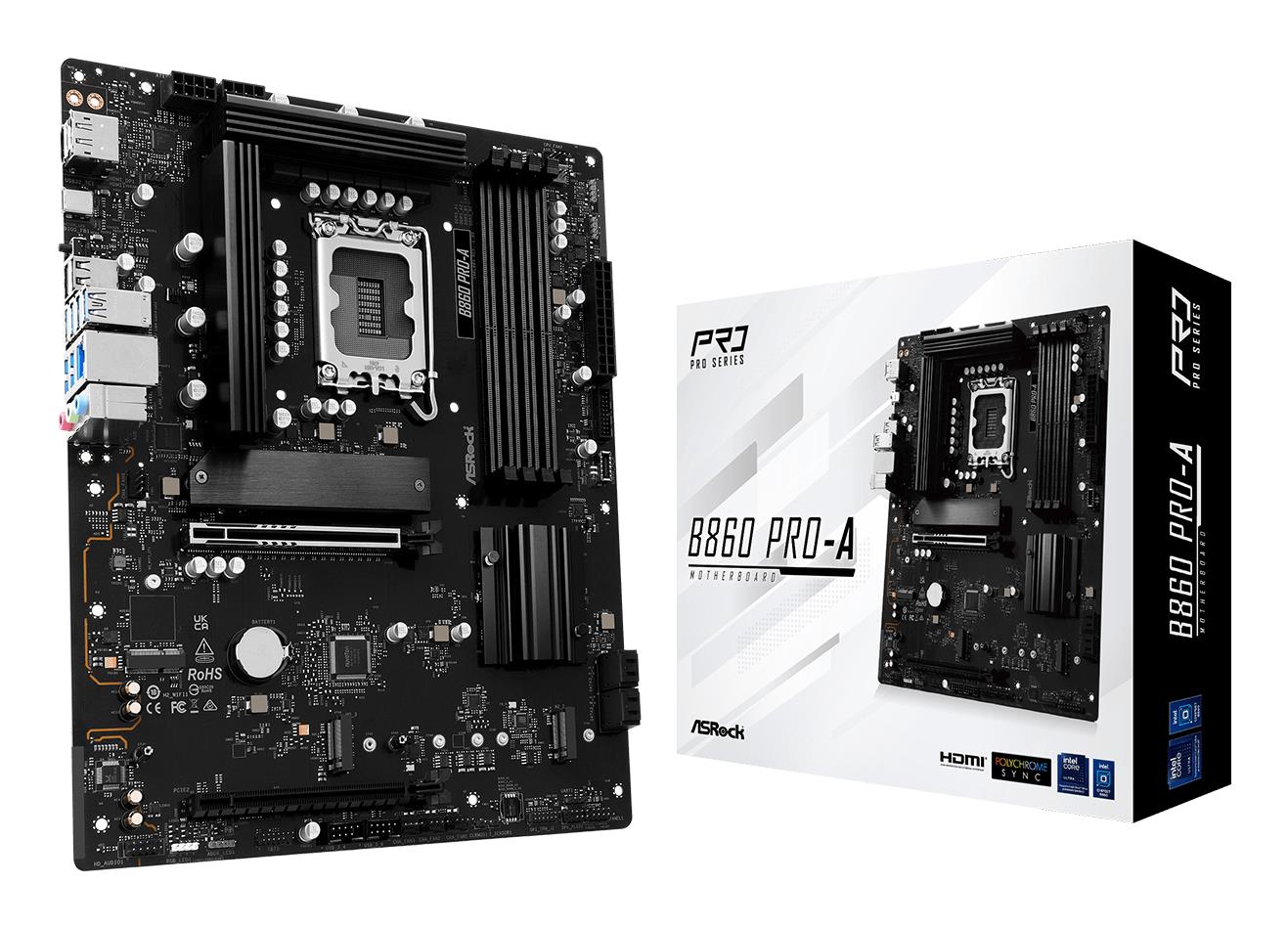 Mainboard|ASROCK|Intel B860 Express|LGA1851|ATX|Memory DDR5|Memory slots 4|1xHDMI|1xDisplayPort|1xAudio-In|1xAudio-Out|1xMicrophone|2xUSB 2.0|6xUSB 3.2|1xUSB-C|1xRJ45|B860PRO-A