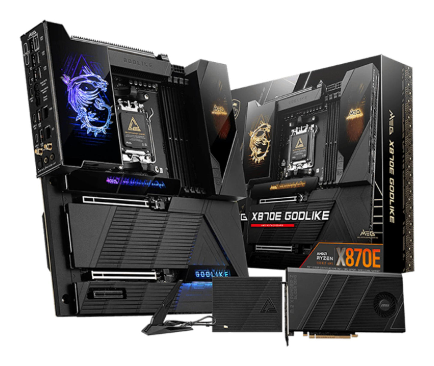 Mainboard|MSI|AMD X870E|SAM5|EATX|Memory DDR5|Memory slots 4|1xPCI-Express 1x|2xPCI-Express 16x|7xM.2|1xAudio-In|1xAudio-Out|4xUSB 2.0|4xUSB 3.2|4xUSB-C|1xOptical S/PDIF|2xRJ45|2xAudio port|MEGX870EGODLIKE
