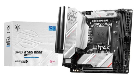 Mainboard|MSI|Intel B760 Express|LGA1700|Mini-ITX|Memory DDR5|Memory slots 2|1xPCI-Express 16x|2xM.2|1xHDMI|1xDisplayPort|2xUSB 2.0|5xUSB 3.2|1xUSB-C|1xRJ45|3xAudio port|MPGB760IEDGEWIFI