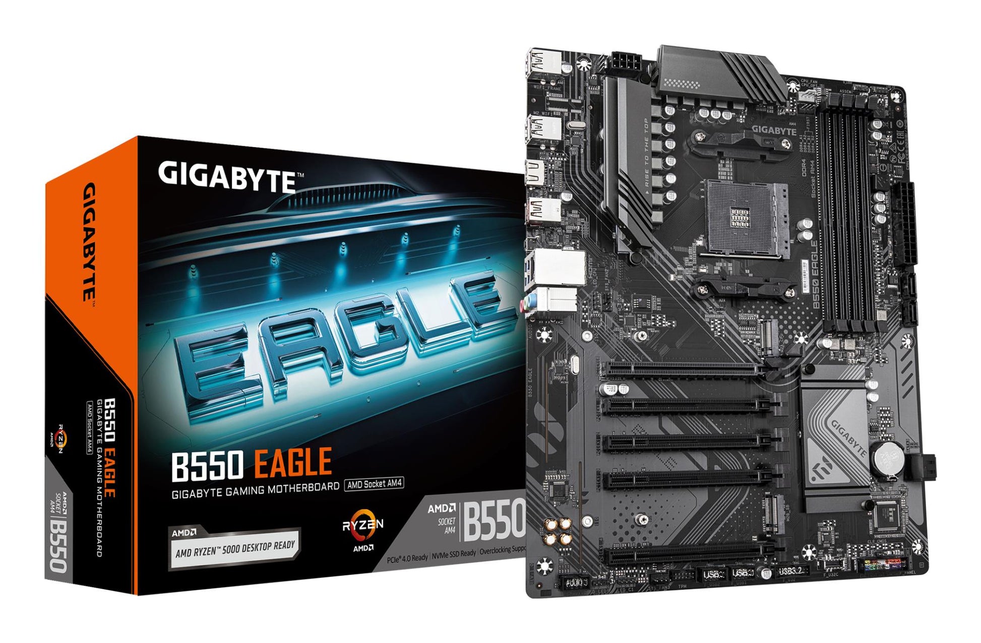 Peamine plaat|GIGABYTE|AMD B550|SAM4|ATX|Mälu DDR4|Mälu pesad 4|4xPCI-Express 3.0 1x|1xPCI-Express 4.0 16x|2xM.2|1xHDMI|4xUSB 2.0|1xUSB 3.2 tüüp B|2xUSB 3.2|1xUSB-C|1xRJ45|3xAudio port|B550EAGLE1.0