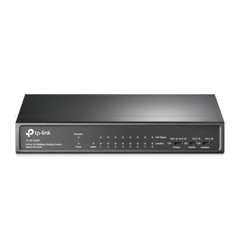 Switch|TP-LINK|Desktop/pedestal|9x10Base-T / 100Base-TX|PoE+ portide arv 8|TL-SF1009P