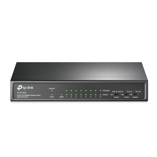 Switch|TP-LINK|Desktop/pedestal|9x10Base-T / 100Base-TX|PoE+ portide arv 8|TL-SF1009P