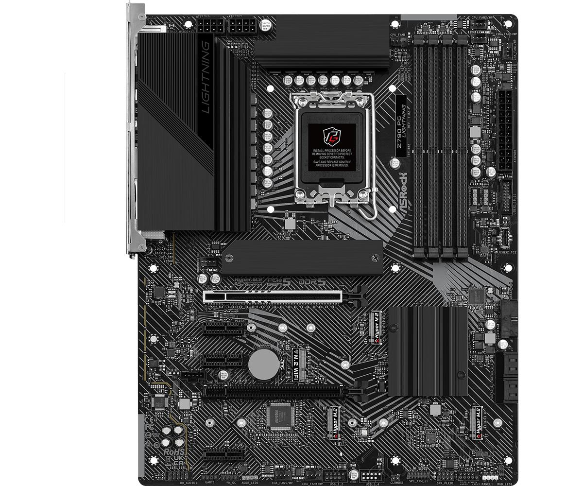 Emaplaat|ASROCK|Intel Z790|LGA1700|ATX|Mälu DDR5|Mälu pesad 4|3xPCI-Express 3.0 1x|1xPCI-Express 4.0 16x|1xPCI-Express 5.0 16x|4xM.2|1xHDMI|1xAudio-In|1xAudio-Out|1xMikrofon|1xUSB 2.0|6xUSB 3.2|1xUSB-C|1xRJ45|Z790PGLIGHTNING