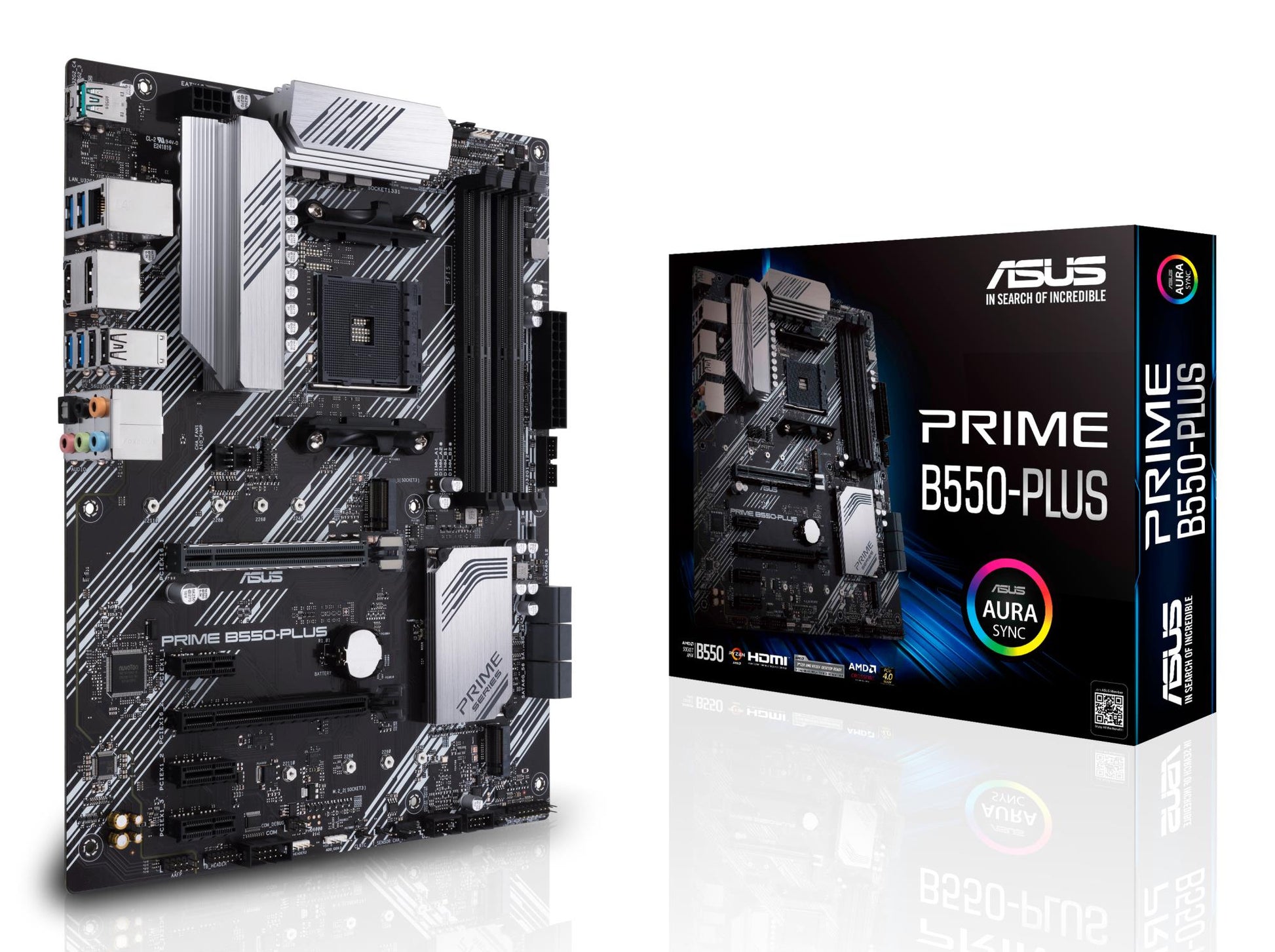 Mainboard|ASUS|AMD B550|SAM4|ATX|3xPCI-Express 3.0 1x|1xPCI-Express 3.0 16x|2xM.2|1xPCI-Express 4.0 16x|Mälu DDR4|Mälu pesad 4|1xHDMI|1xDisplayPort|2xUSB 2.0|1xUSB type C|5xUSB 3.2|1xOptical S/PDIF|1xRJ45|5xAudio port|PRIMEB550-PLUS