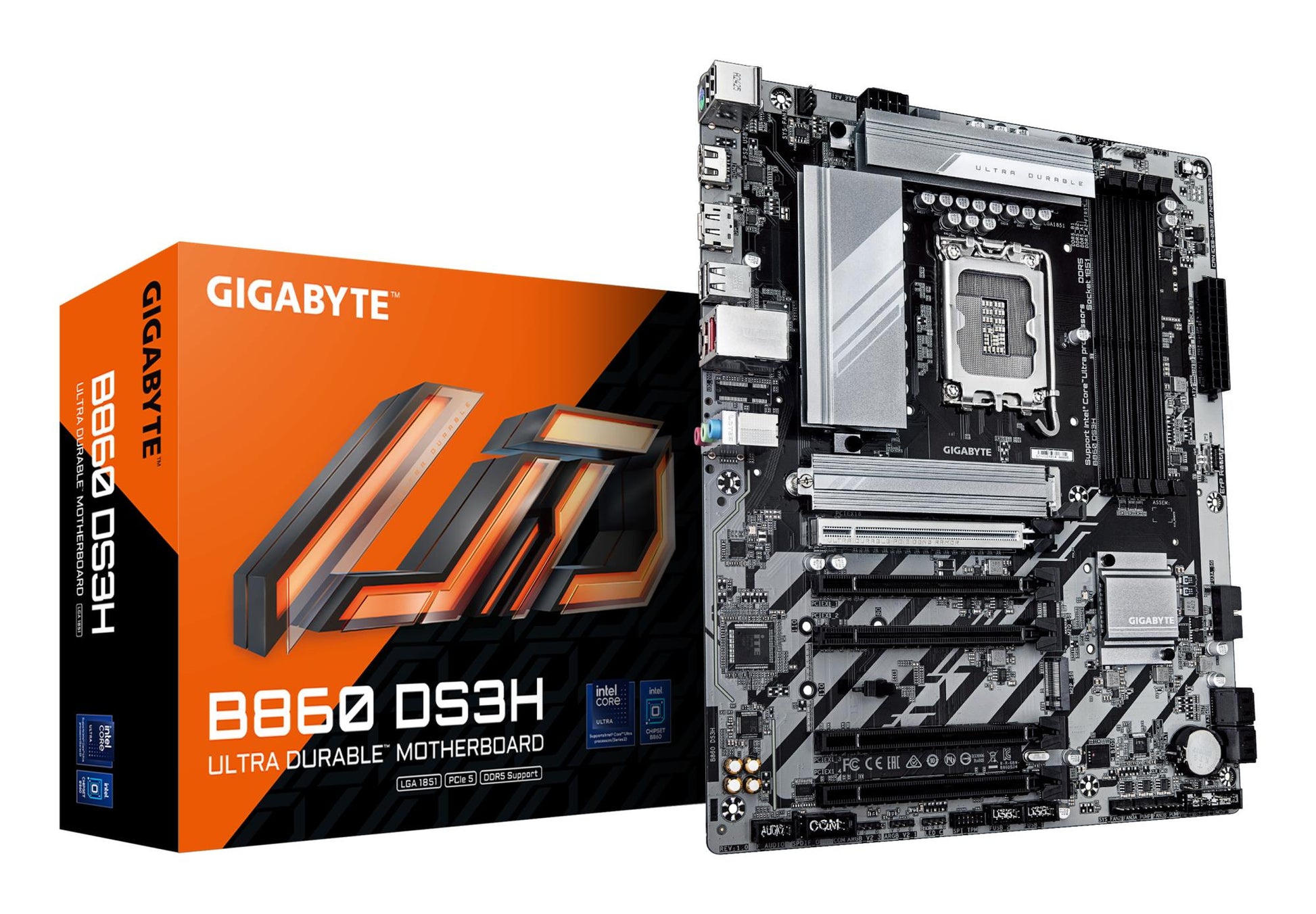 Peakaart|GIGABYTE|Intel B860 Express|LGA1851|ATX|Mälu DDR5|Mälu pesad 4|4xPCI-Express 4.0 1x|1xPCI-Express 5.0 16x|2xM.2|1xHDMI|1xDisplayPort|4xUSB 2.0|1xUSB-C|1xPS/2|1xRJ45|3xAudio port|B860DS3H