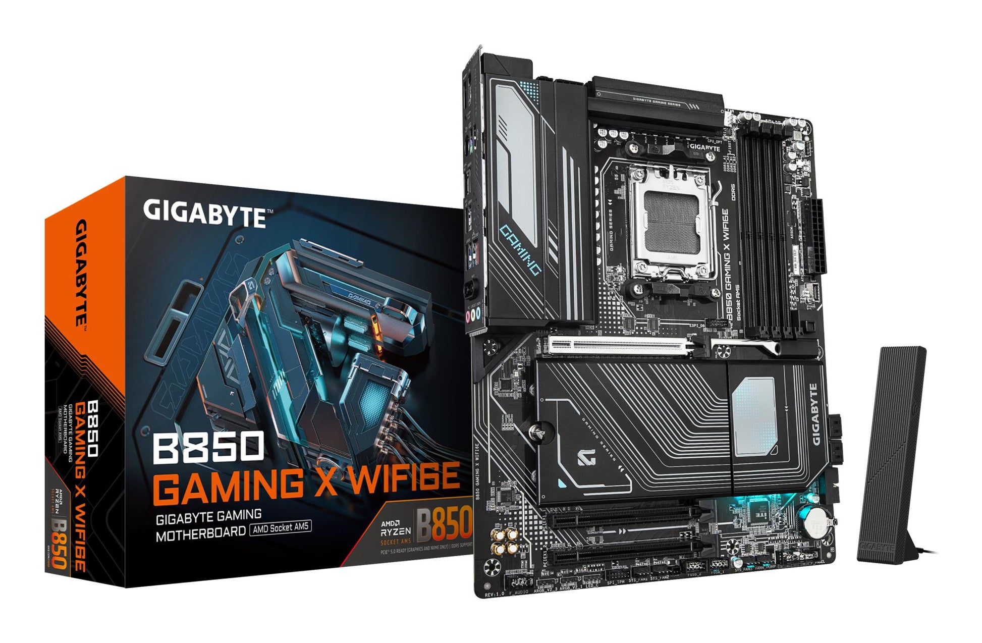 Peamine plaat|GIGABYTE|AMD B850|SAM5|ATX|Mälu DDR5|Mälu pesad 4|2xPCI-Express 3.0 1x|3xM.2|1xHDMI|1xDisplayPort|5xUSB 2.0|3xUSB 3.2 tüüp B|2xUSB 3.2|2xUSB-C|1xPS/2|1xOptiline S/PDIF|1xRJ45|B850GAMINGXWIFI6E