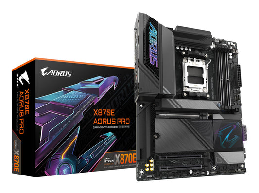 Mainboard|GIGABYTE|AMD X870E|SAM5|ATX|Memory DDR5|Memory slots 4|1xPCI-Express 3.0 4x|1xPCI-Express 4.0 4x	|1xPCI-Express 5.0 16x|4xM.2|1xHDMI|2xUSB 2.0|7xUSB 3.2|2xUSB-C|1xOptical S/PDIF|1xRJ45|2xAudio port|X870EAORUSPRO