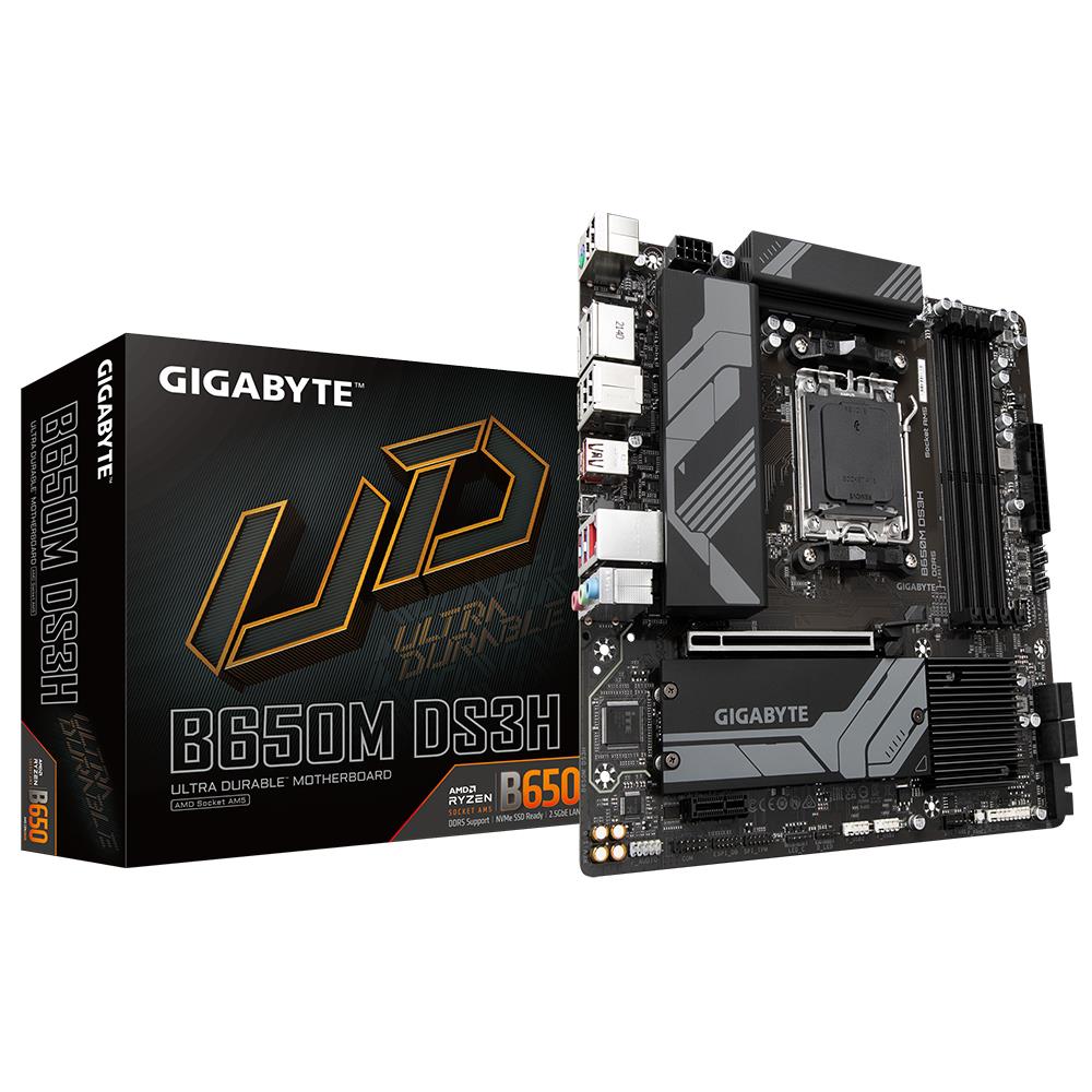 Emaplaat|GIGABYTE|AMD B650|Micro-ATX|Mälu DDR5|Mälu pesad 4|1xPCI-Express 3.0 1x|1xPCI-Express 4.0 16x|2xM.2|1xHDMI|2xDisplayPort|4xUSB 2.0|3xUSB 3.2|1xUSB-C|1xPS/2|1xRJ45|3xAudio port|B650MDS3H1.3