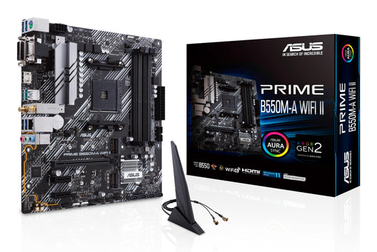 Mainboard|ASUS|AMD B550|SAM4|MicroATX|Memory DDR4|Memory slots 4|2xPCI-Express 3.0 1x|1xPCI-Express 4.0 16x|2xM.2|1x15pin D-sub|1xDVI-D|1xHDMI|2xAudio-In|1xAudio-Out|6xUSB 3.2|1xPS/2|1xRJ45|PRIMEB550M-AWIFIII