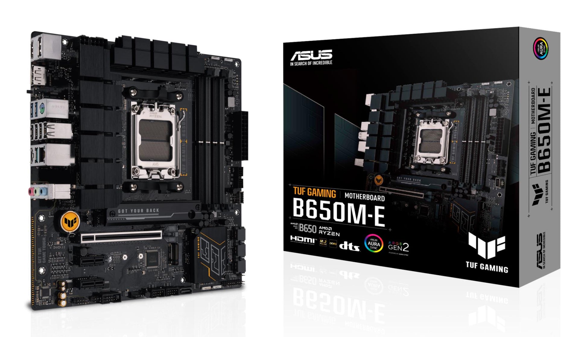 Mainboard|ASUS|AMD B650|SAM5|Micro-ATX|Memory DDR5|Memory slots 4|2xPCI-Express 4.0 1x|1xPCI-Express 4.0 16x|2xM.2|1xHDMI|2xDisplayPort|4xUSB 2.0|2xUSB 3.2|2xUSB-C|1xRJ45|3xAudio port|TUFGAMINGB650M-E